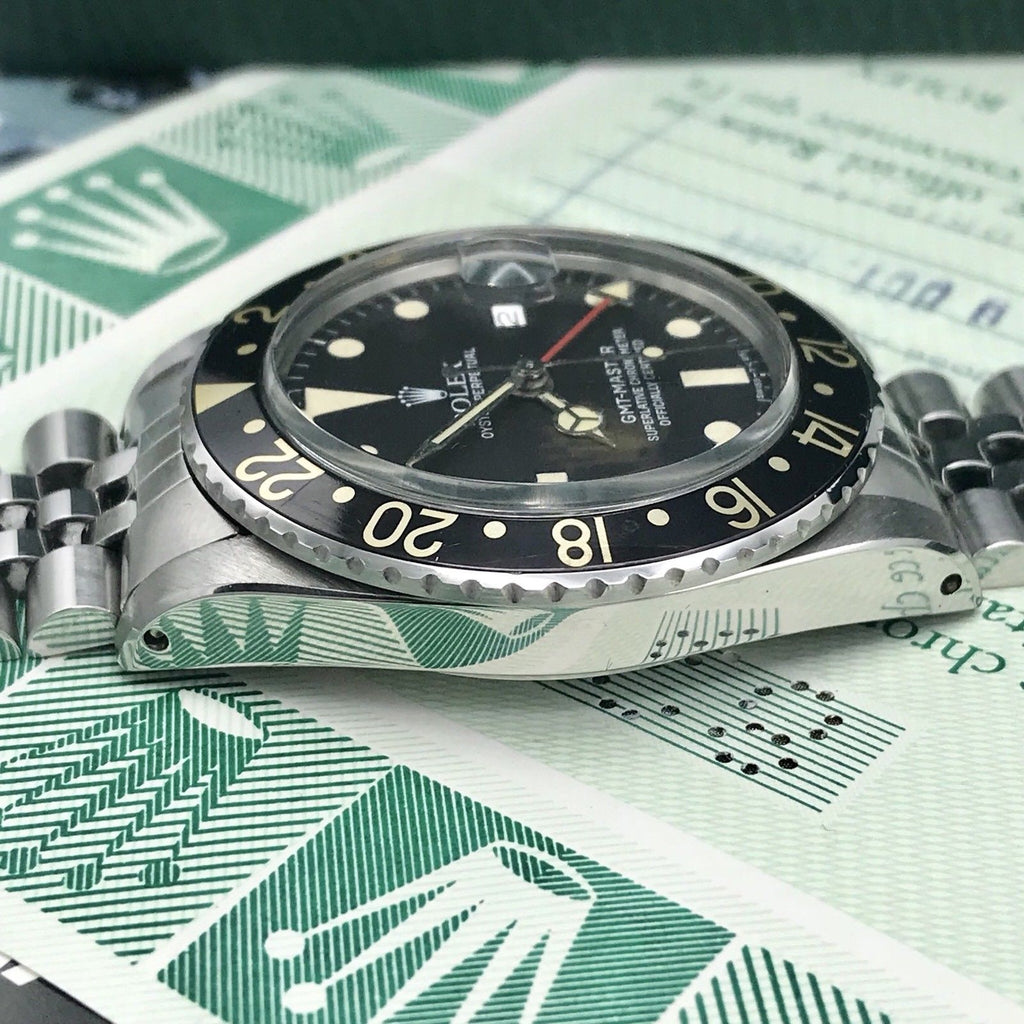 Vintage Rolex GMT Master 16750 Original Dial & Hands Full Set 1984 Faded Papers