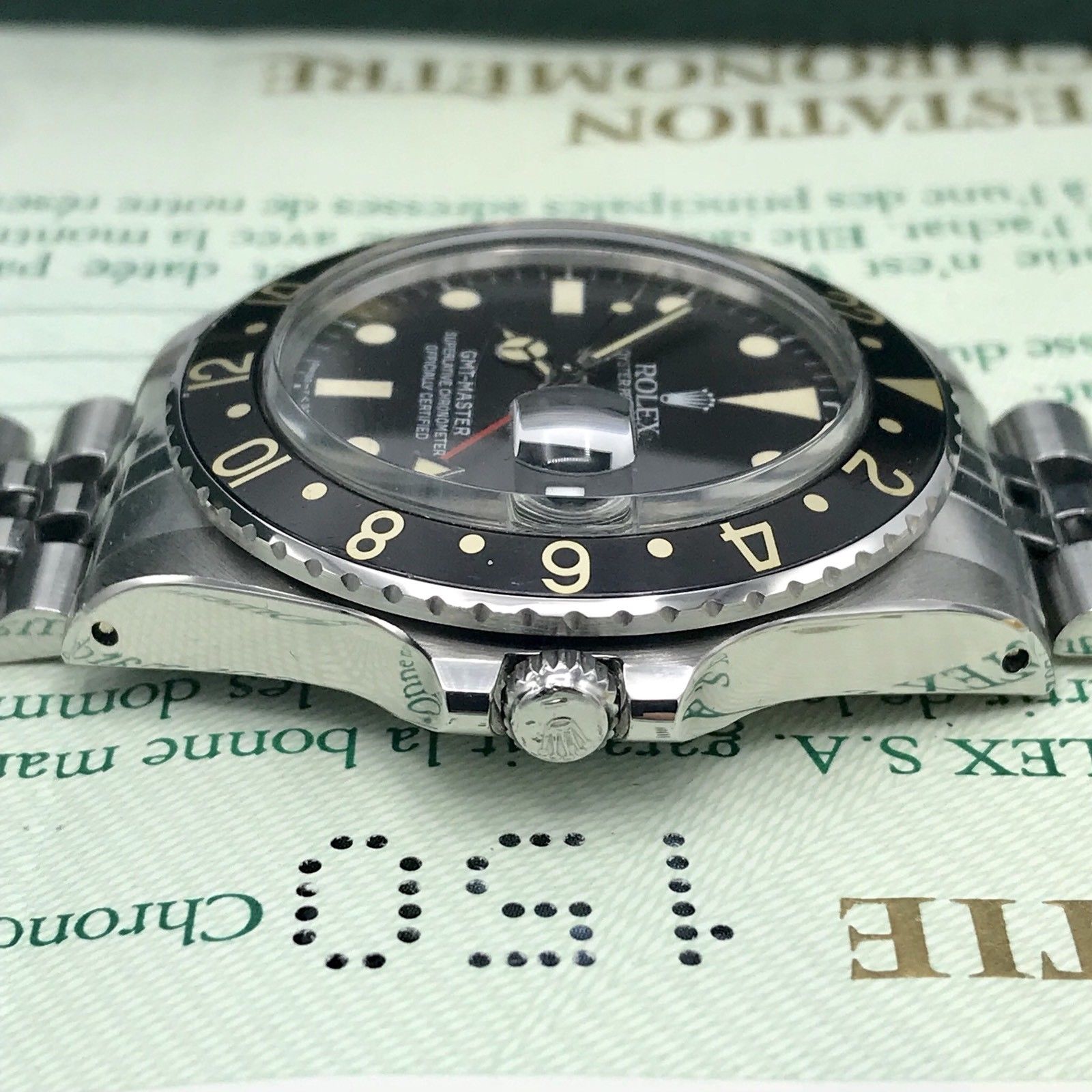 Vintage Rolex GMT Master 16750 Original Dial & Hands Full Set 1984 Faded Papers