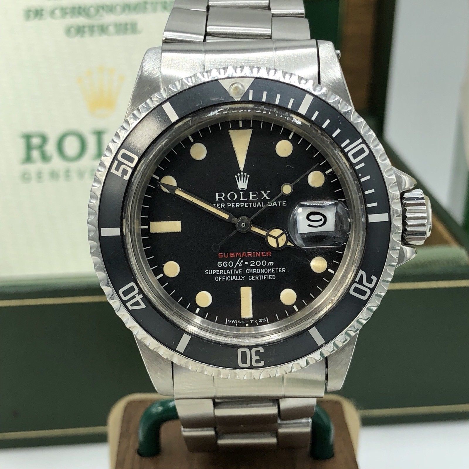 Vintage Rolex Submariner 1680 Red MKVI Patina Dial 1970-71 full set box & Paper