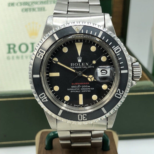 Vintage Rolex Submariner 1680 Red MKVI Patina Dial 1970-71 full set box & Paper