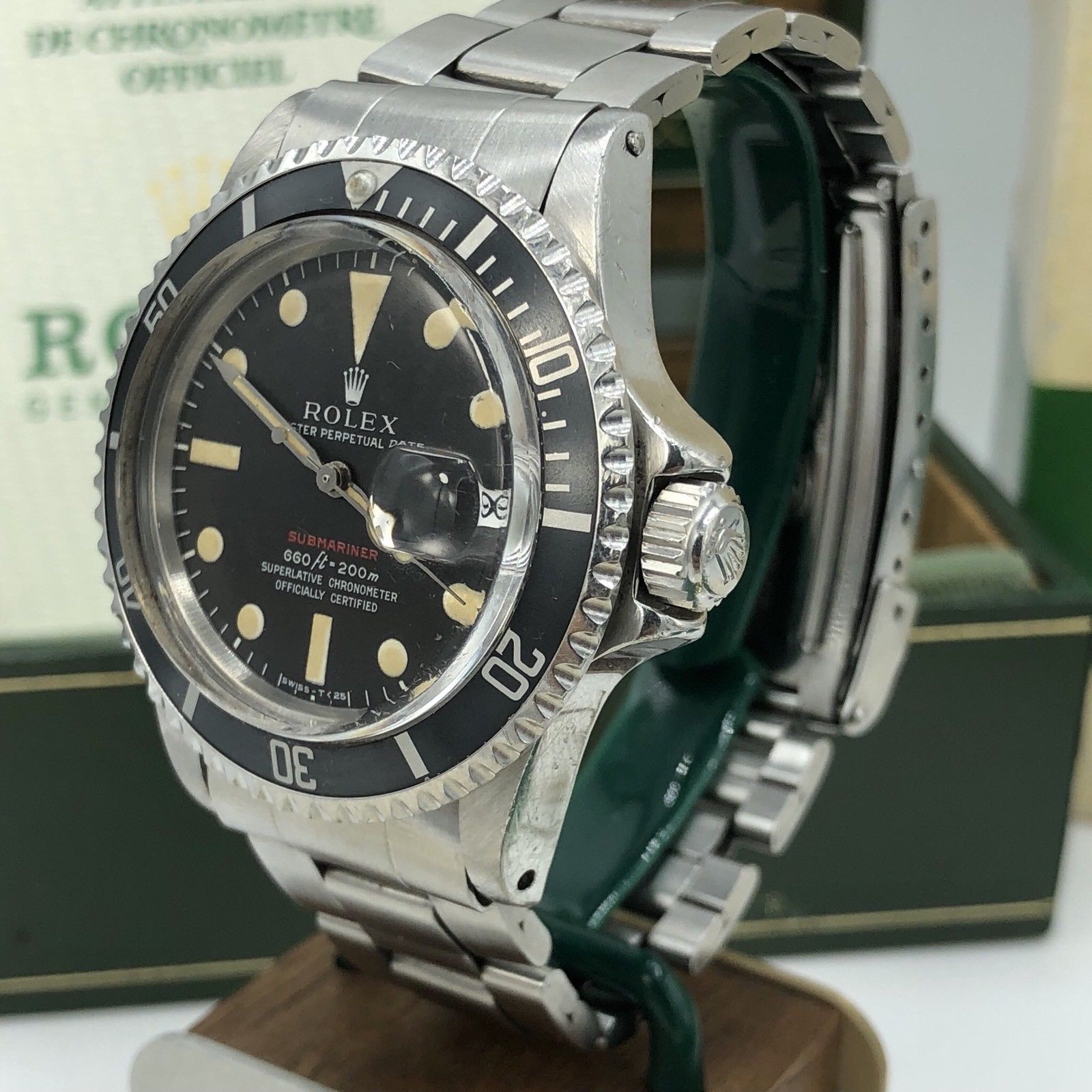 Vintage Rolex Submariner 1680 Red MKVI Patina Dial 1970-71 full set box & Paper