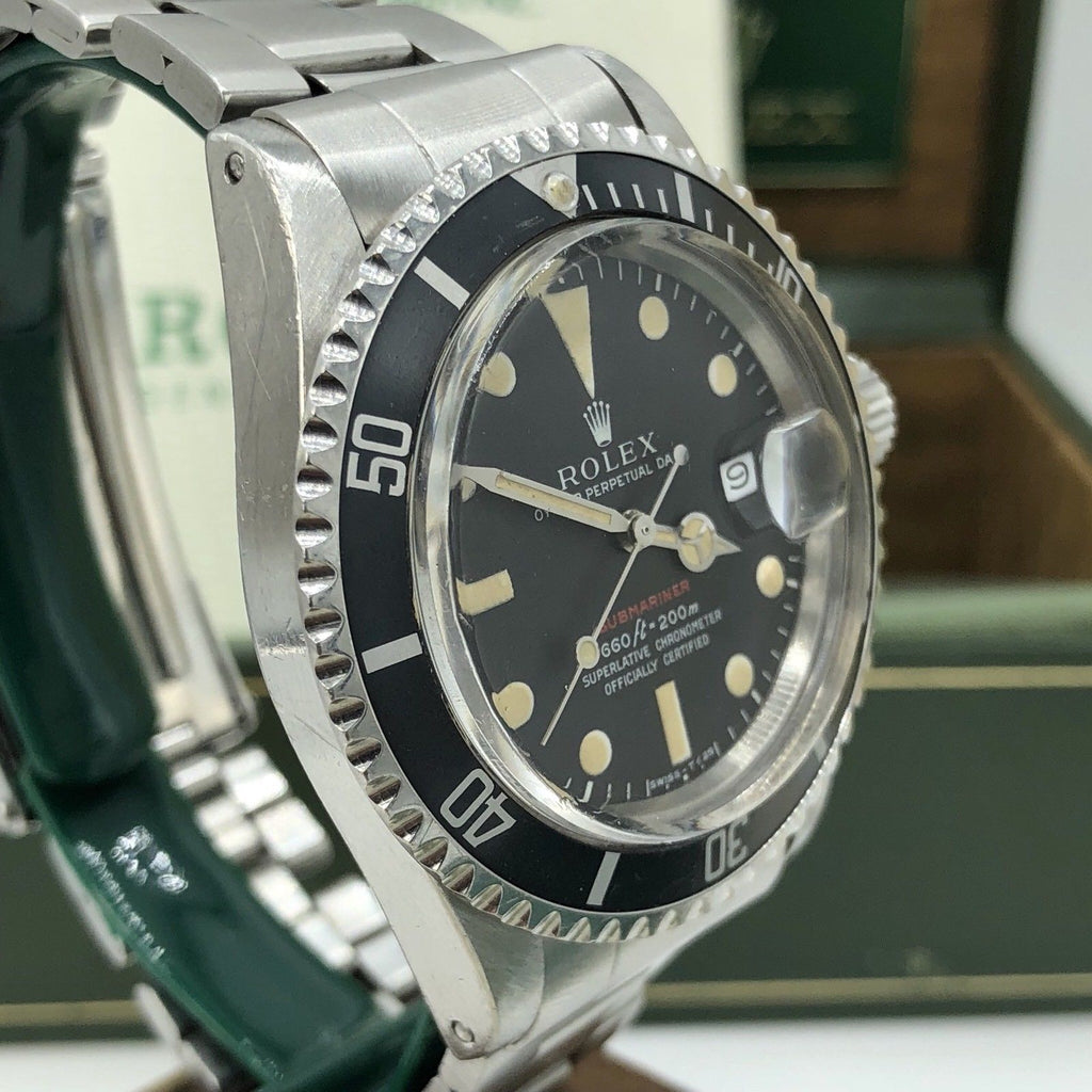 Vintage Rolex Submariner 1680 Red MKVI Patina Dial 1970-71 full set box & Paper