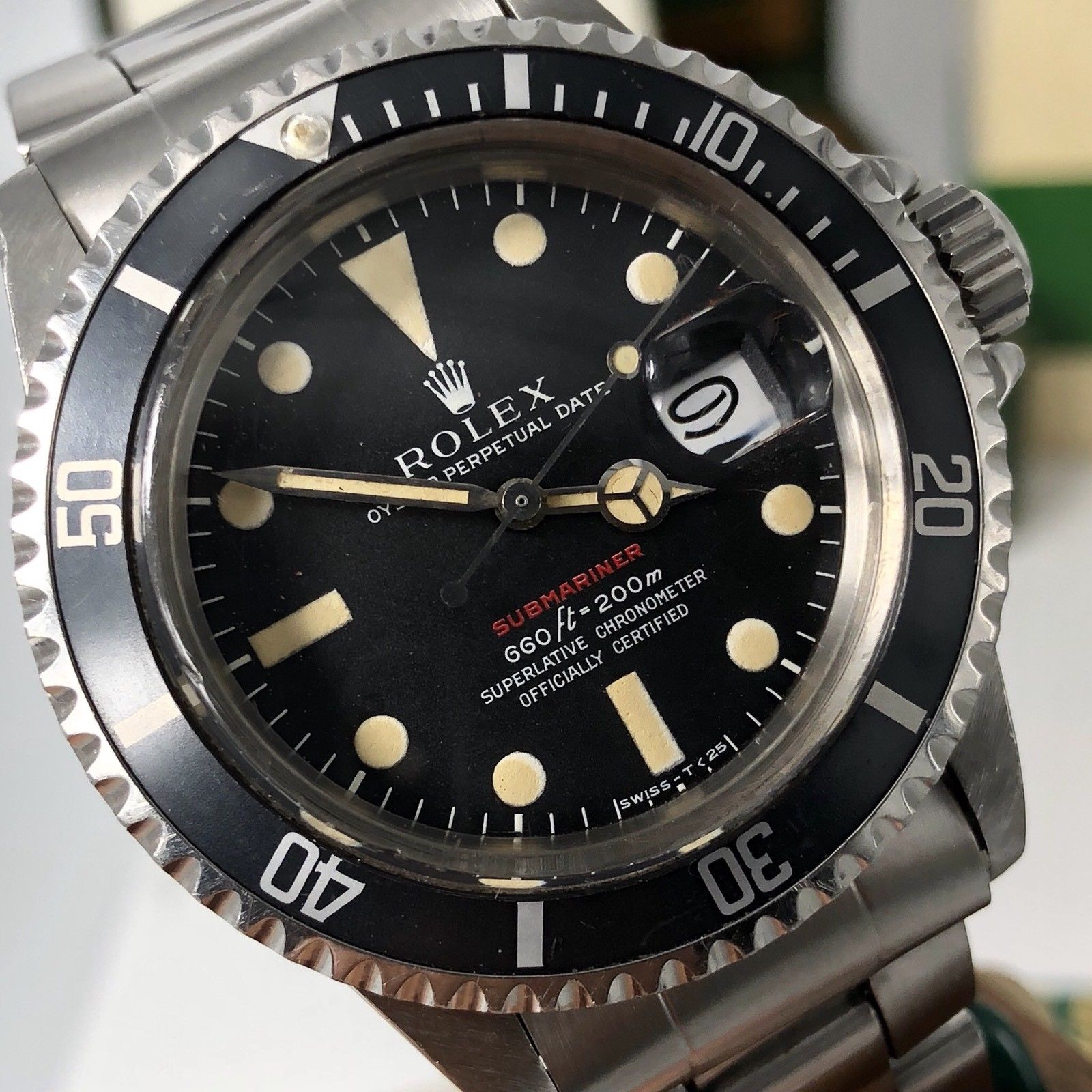 Vintage Rolex Submariner 1680 Red MKVI Patina Dial 1970-71 full set box & Paper