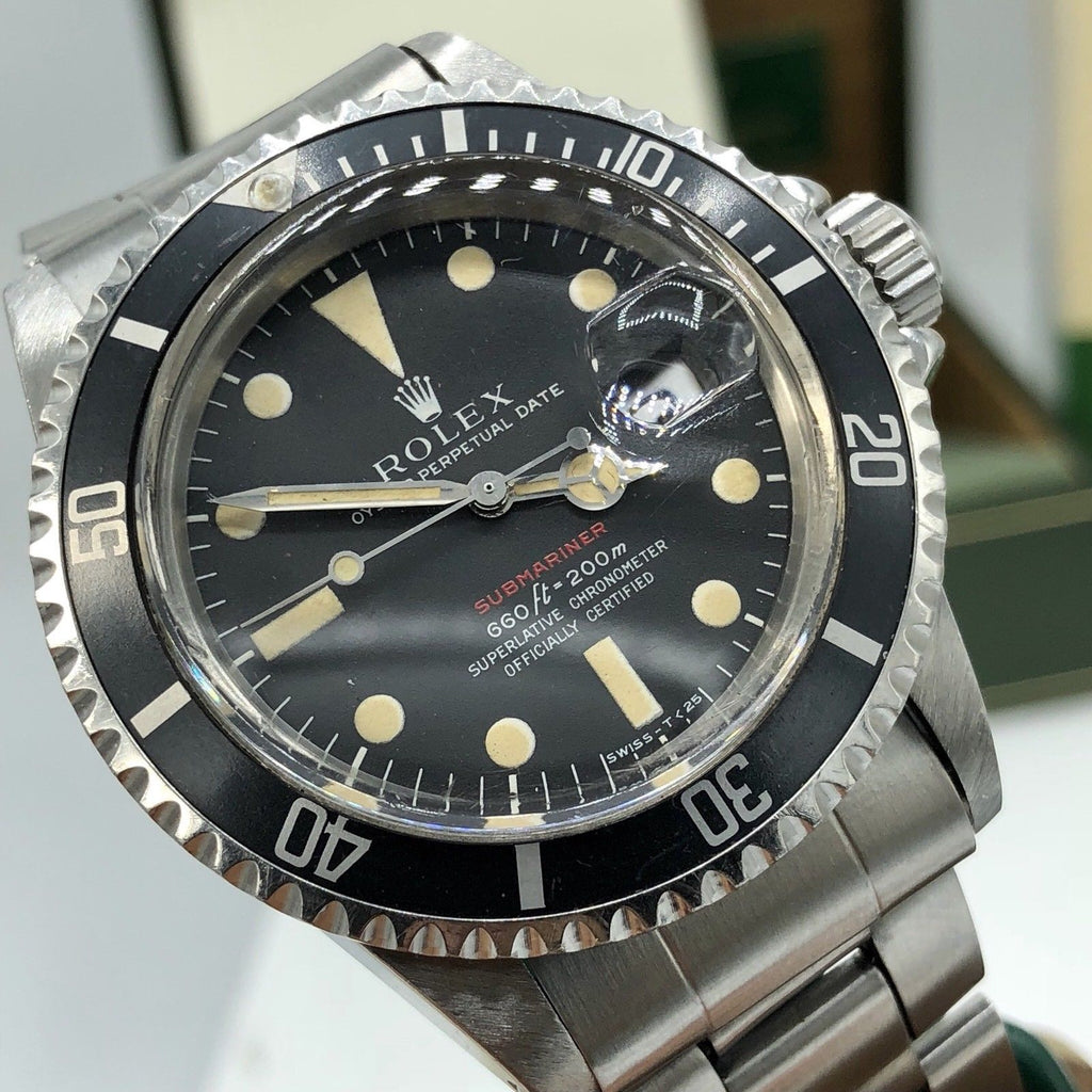 Vintage Rolex Submariner 1680 Red MKVI Patina Dial 1970-71 full set box & Paper