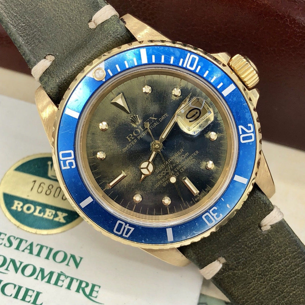Vintage Rolex Submariner 16808 Amazing Tropical Full Set Punch Papers Box 1984