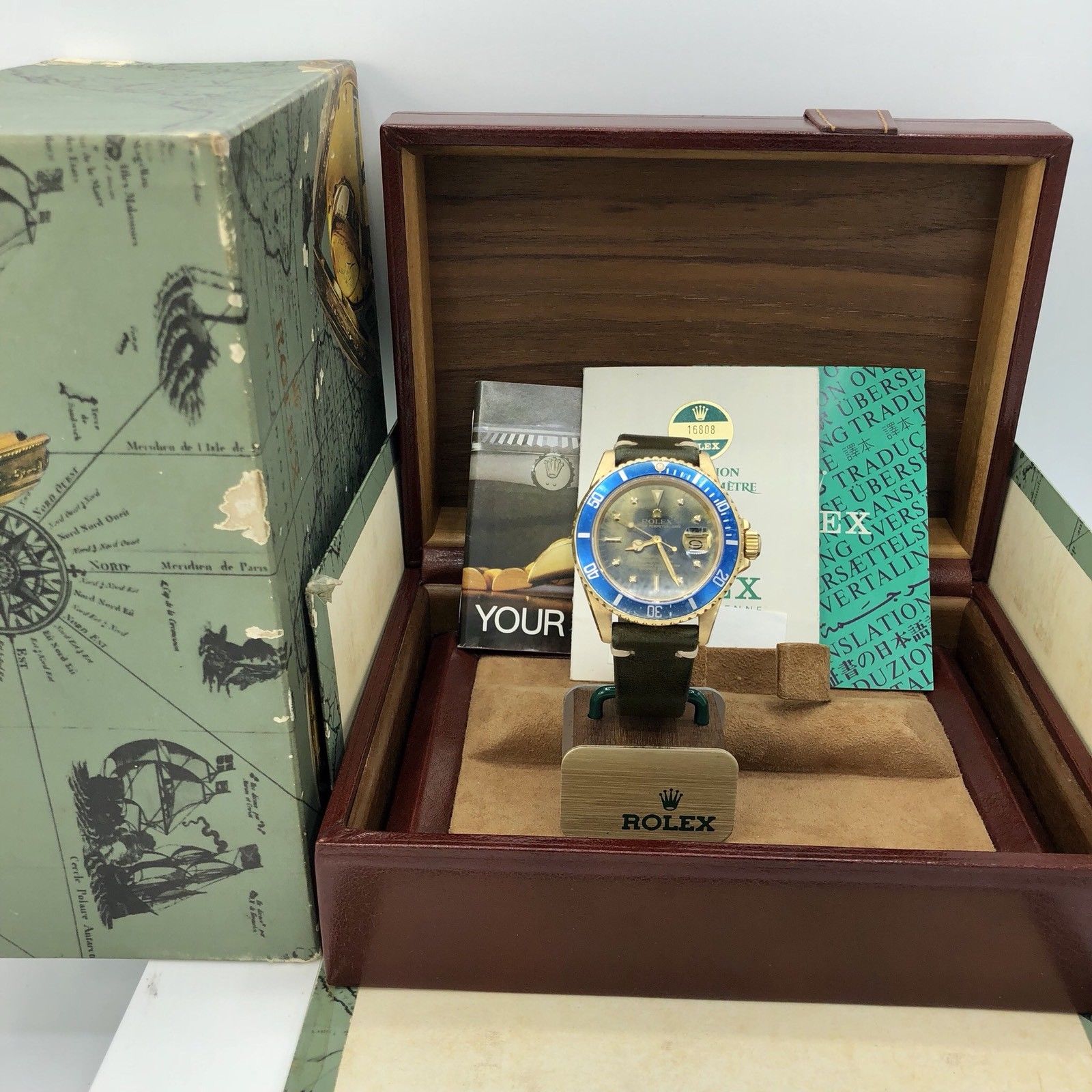 Vintage Rolex Submariner 16808 Amazing Tropical Full Set Punch Papers Box 1984