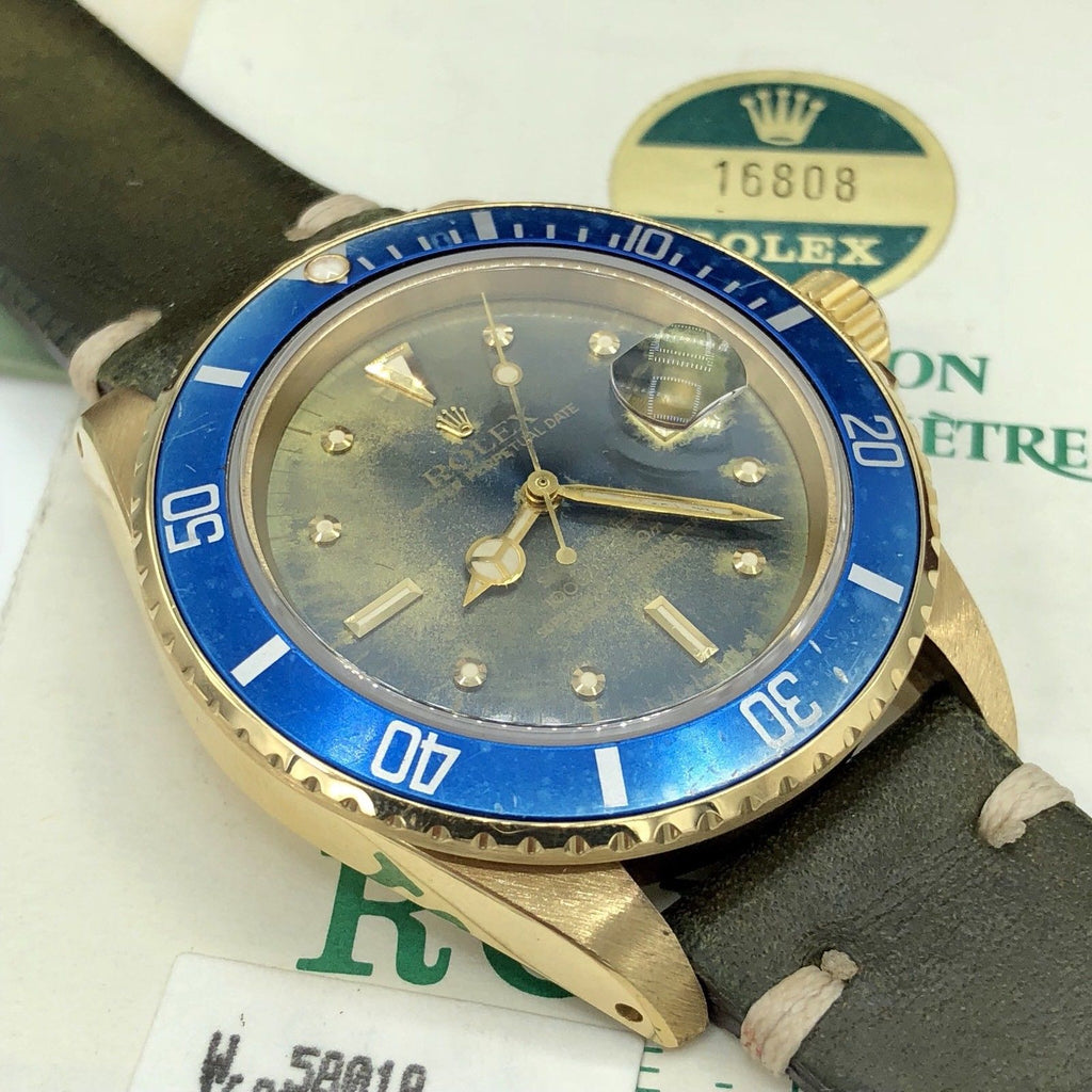 Vintage Rolex Submariner 16808 Amazing Tropical Full Set Punch Papers Box 1984