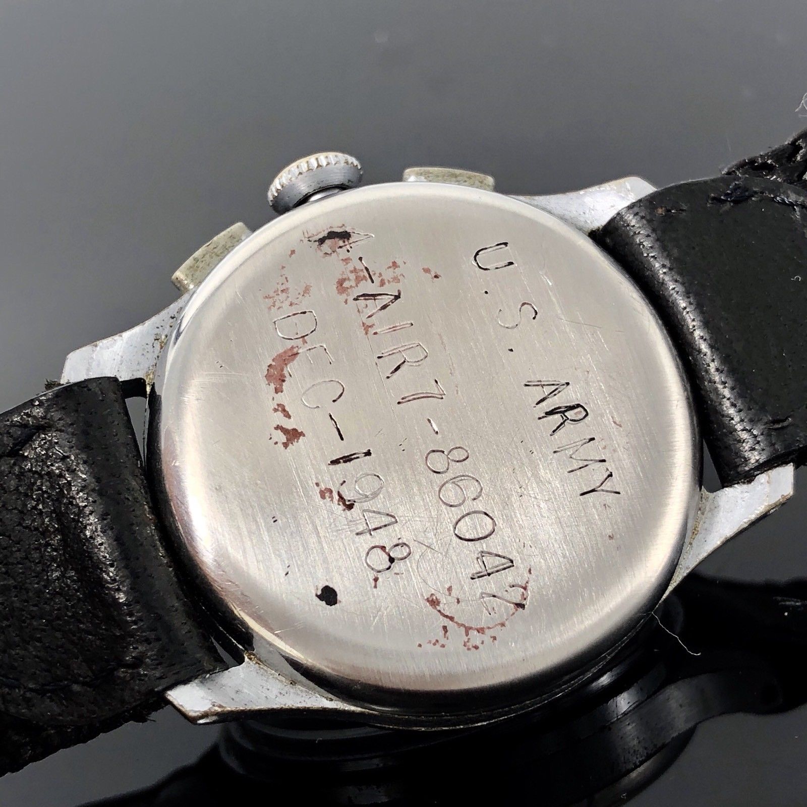 Vintage rare Harman Watch Company Chronograph military watch 1940 Valjoux cal 77