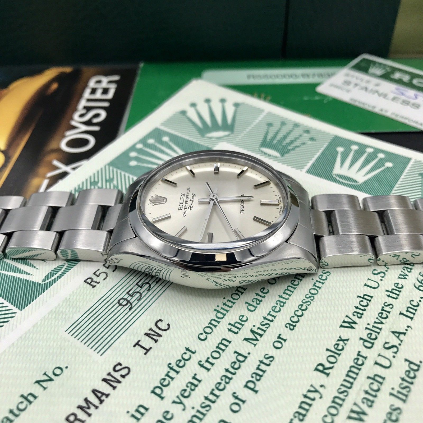 Vintage Rolex AirKing 5500 Original Dial & Hands Full Set 1986 With Papers