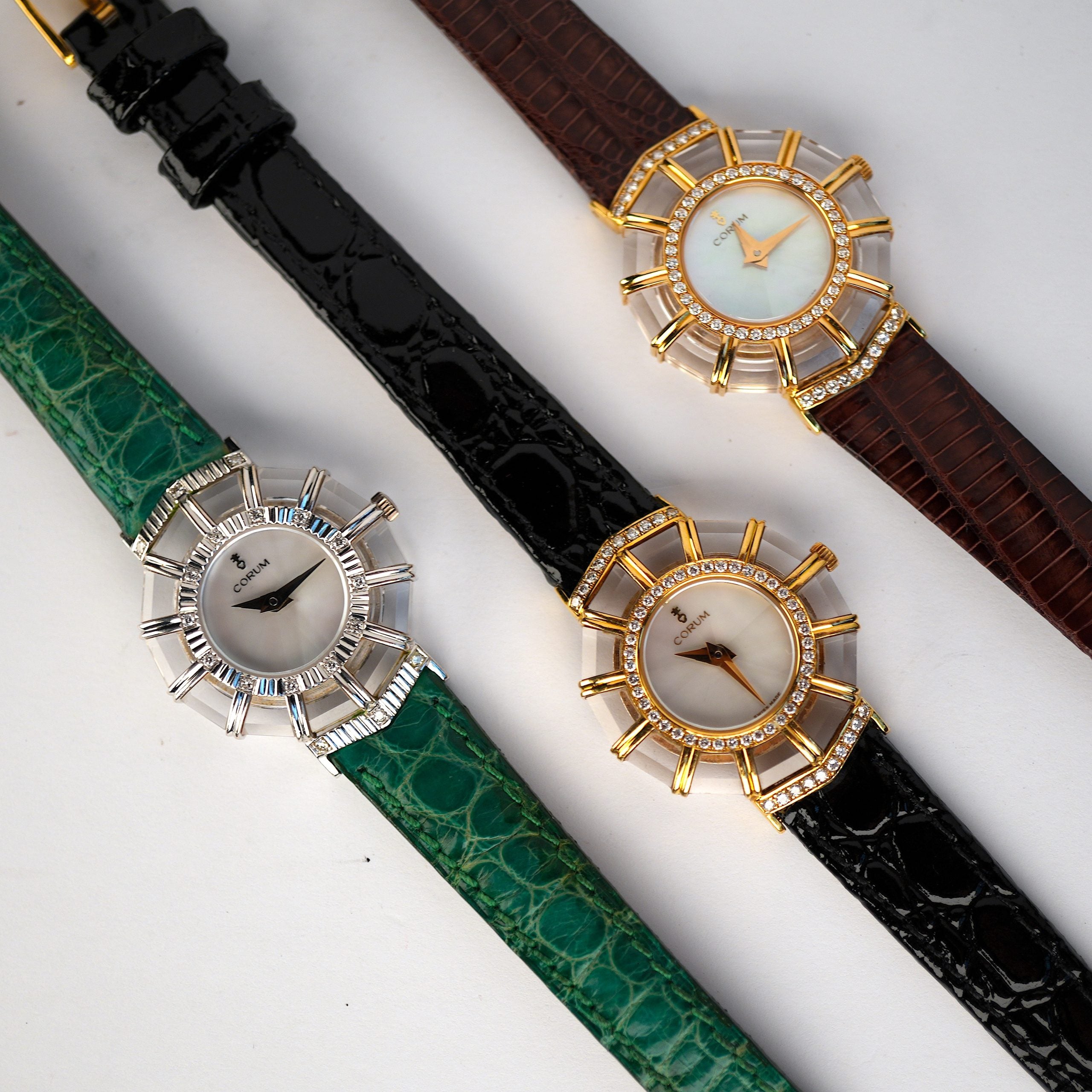 Corum Princess Limelight 24.787.65 18k Yellow Gold Diamond Crystal MOP Dial