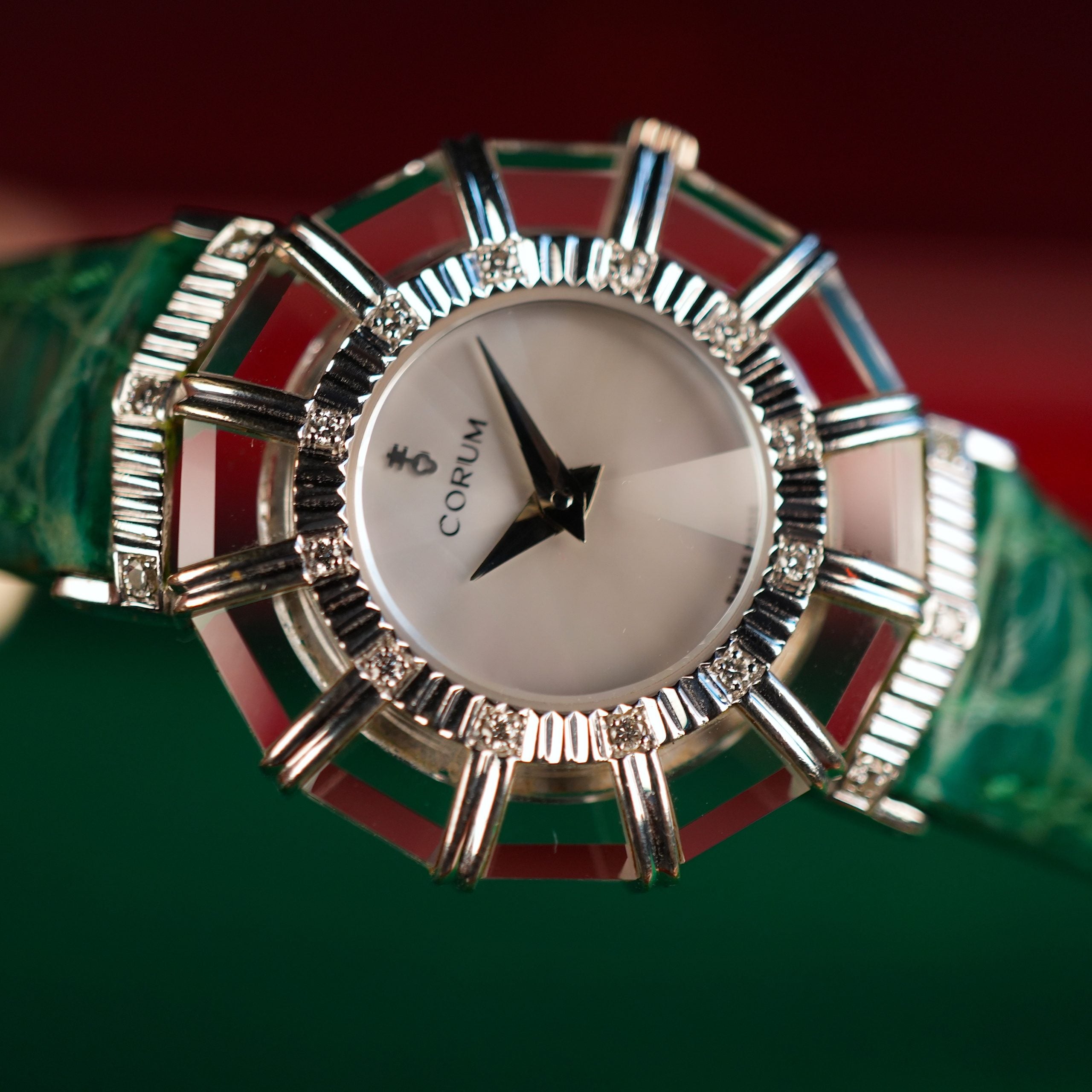 Corum Princess Limelight 24.787.69 18k White Gold Diamond Crystal MOP Dial