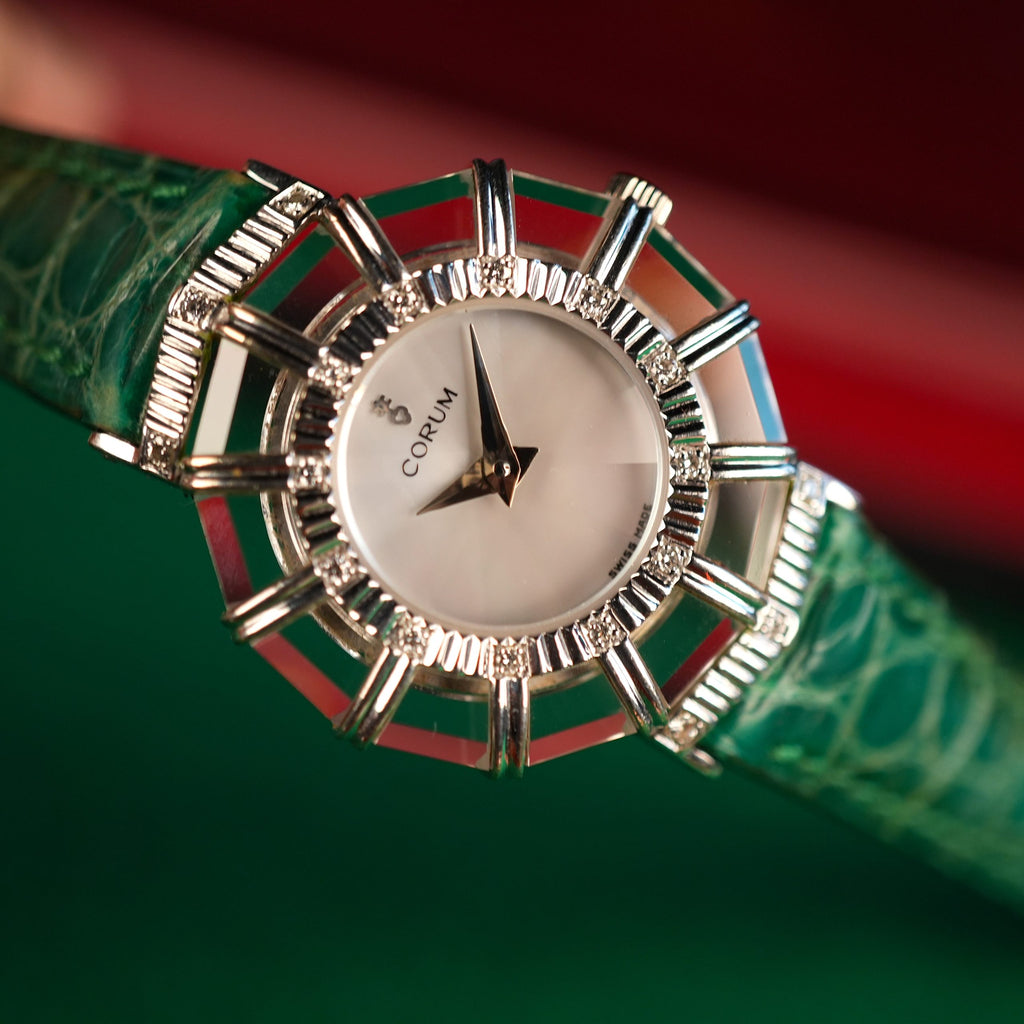 Corum Princess Limelight 24.787.69 18k White Gold Diamond Crystal MOP Dial