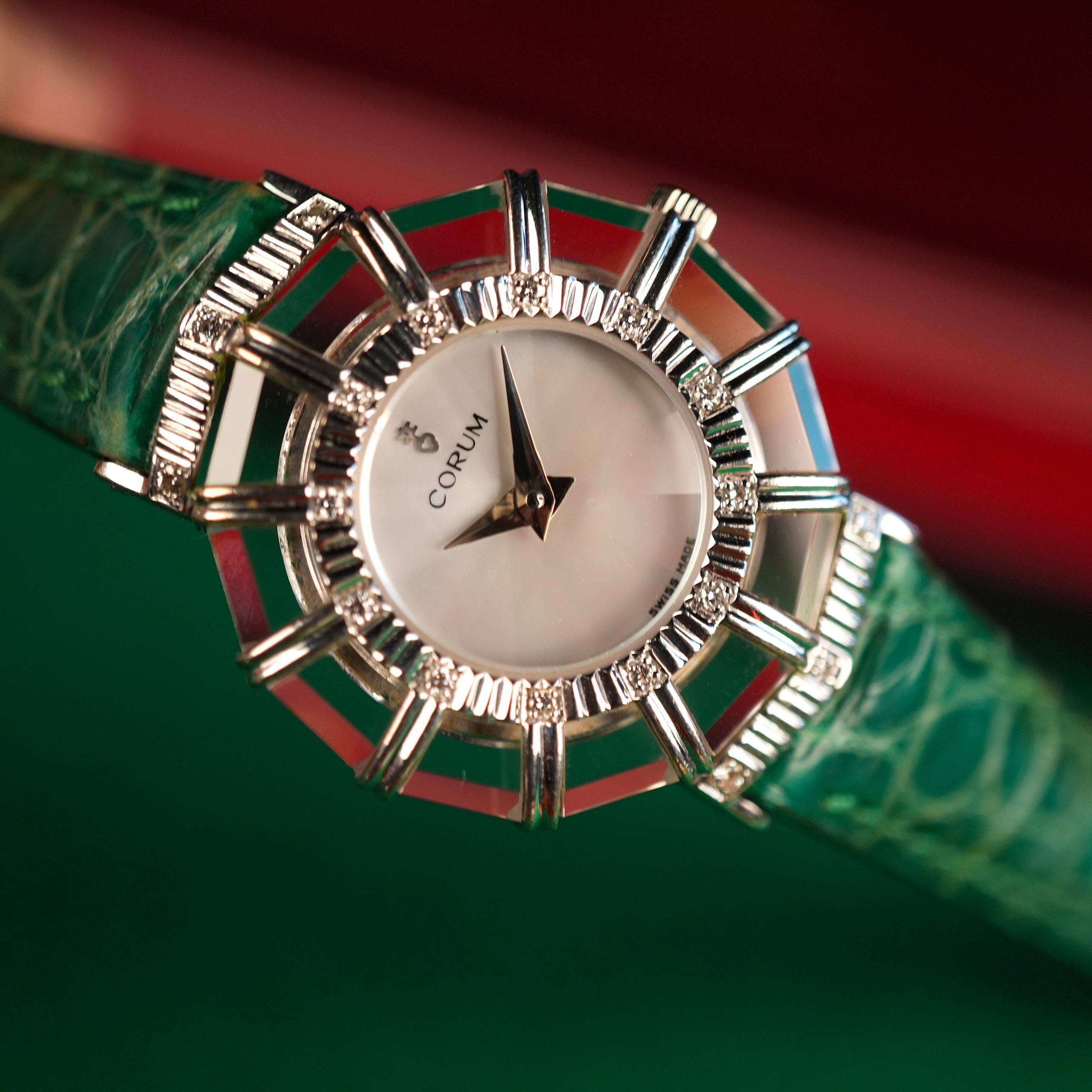 Corum Princess Limelight 24.787.69 18k White Gold Diamond Crystal MOP Dial