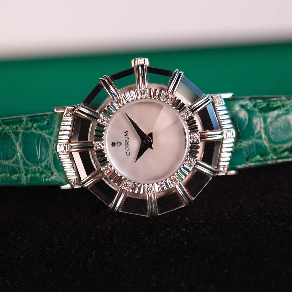 Corum Princess Limelight 24.787.69 18k White Gold Diamond Crystal MOP Dial