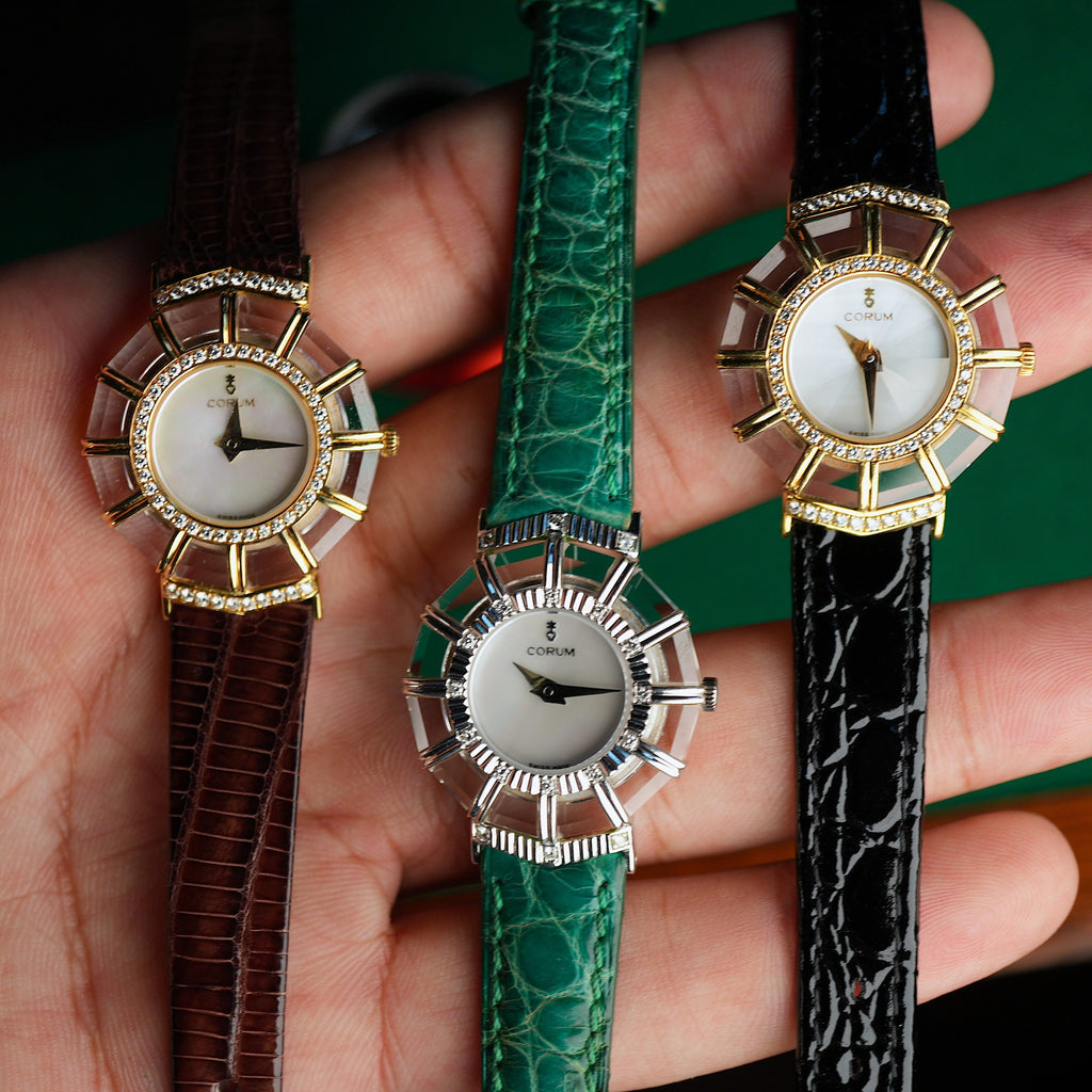 Corum Princess Limelight 24.787.69 18k White Gold Diamond Crystal MOP Dial