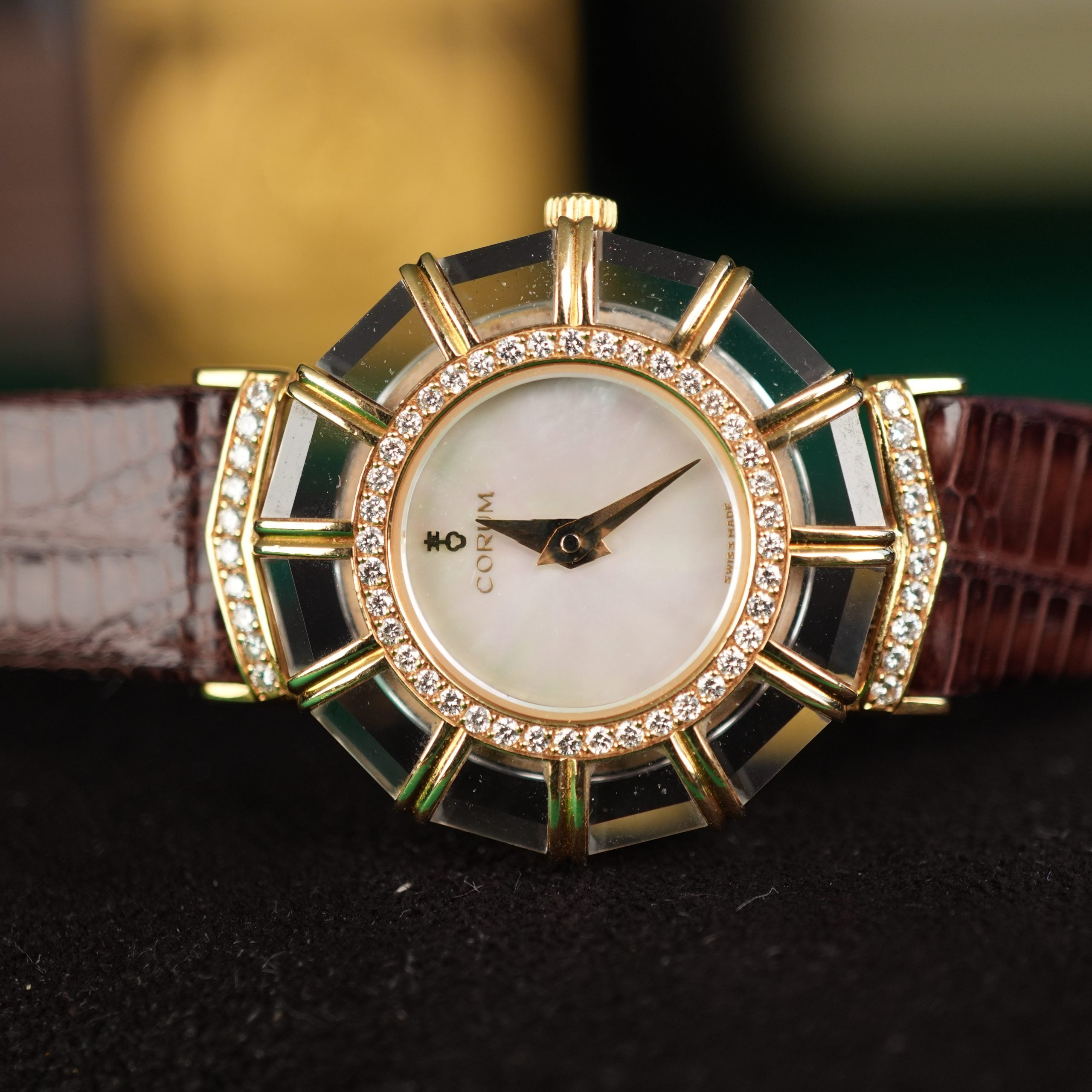 Corum Princess Limelight 24.787.65 18k Yellow Gold Diamond Crystal MOP Dial