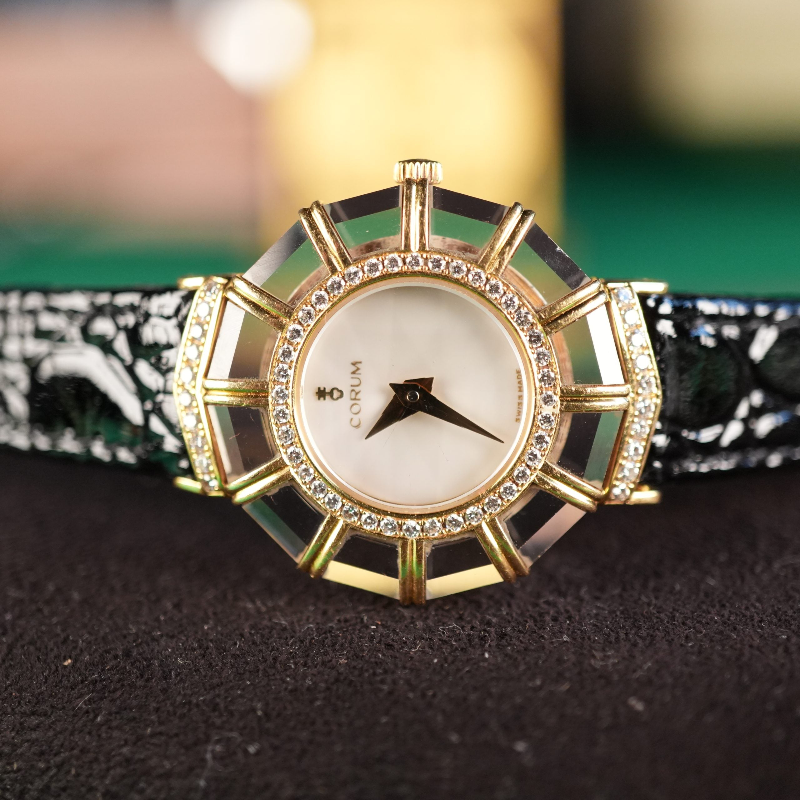 Corum Princess Limelight 24.787.65 18k Yellow Gold Diamond Crystal MOP Dial