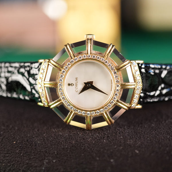 Corum Princess Limelight 24.787.65 18k Yellow Gold Diamond Crystal MOP Dial