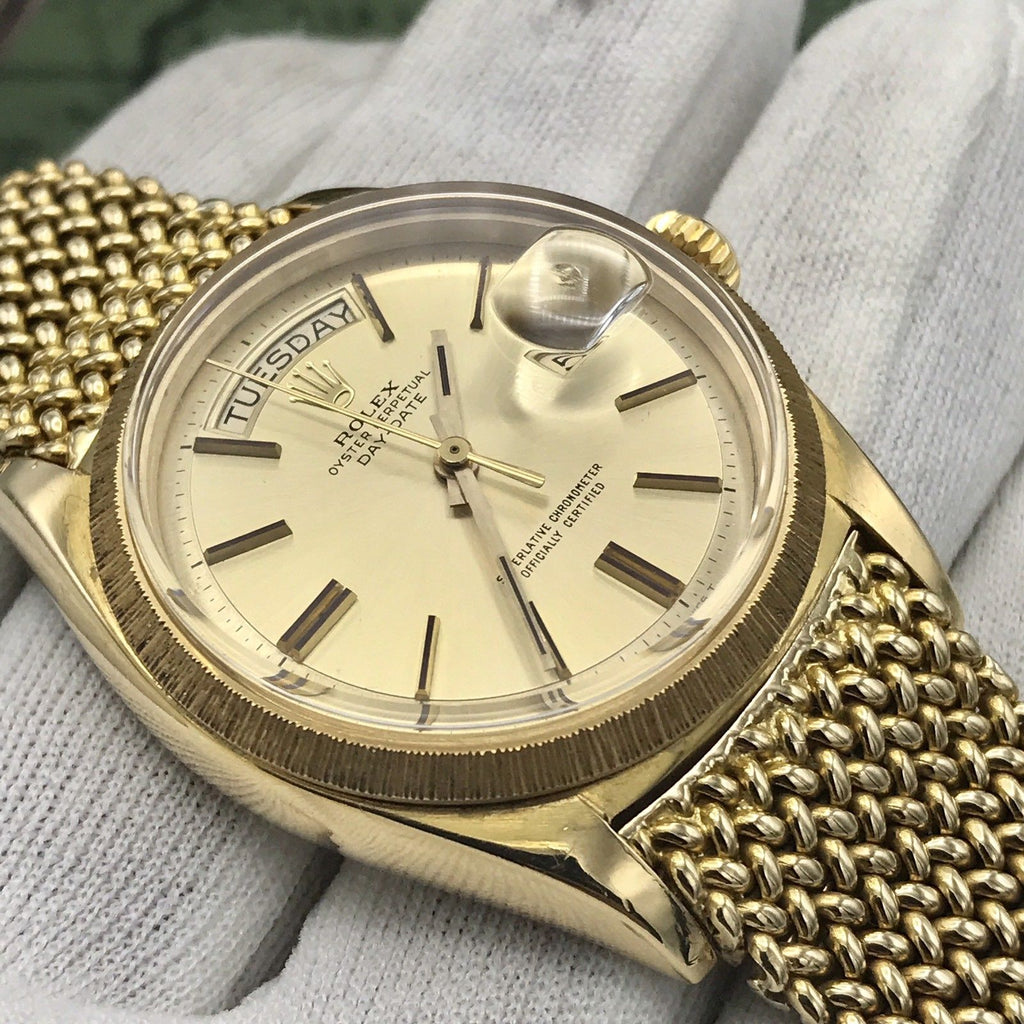 Vintage Rolex Day Date 1807 Solid 18k Gold Factory Dial Unique 18k Bracelet