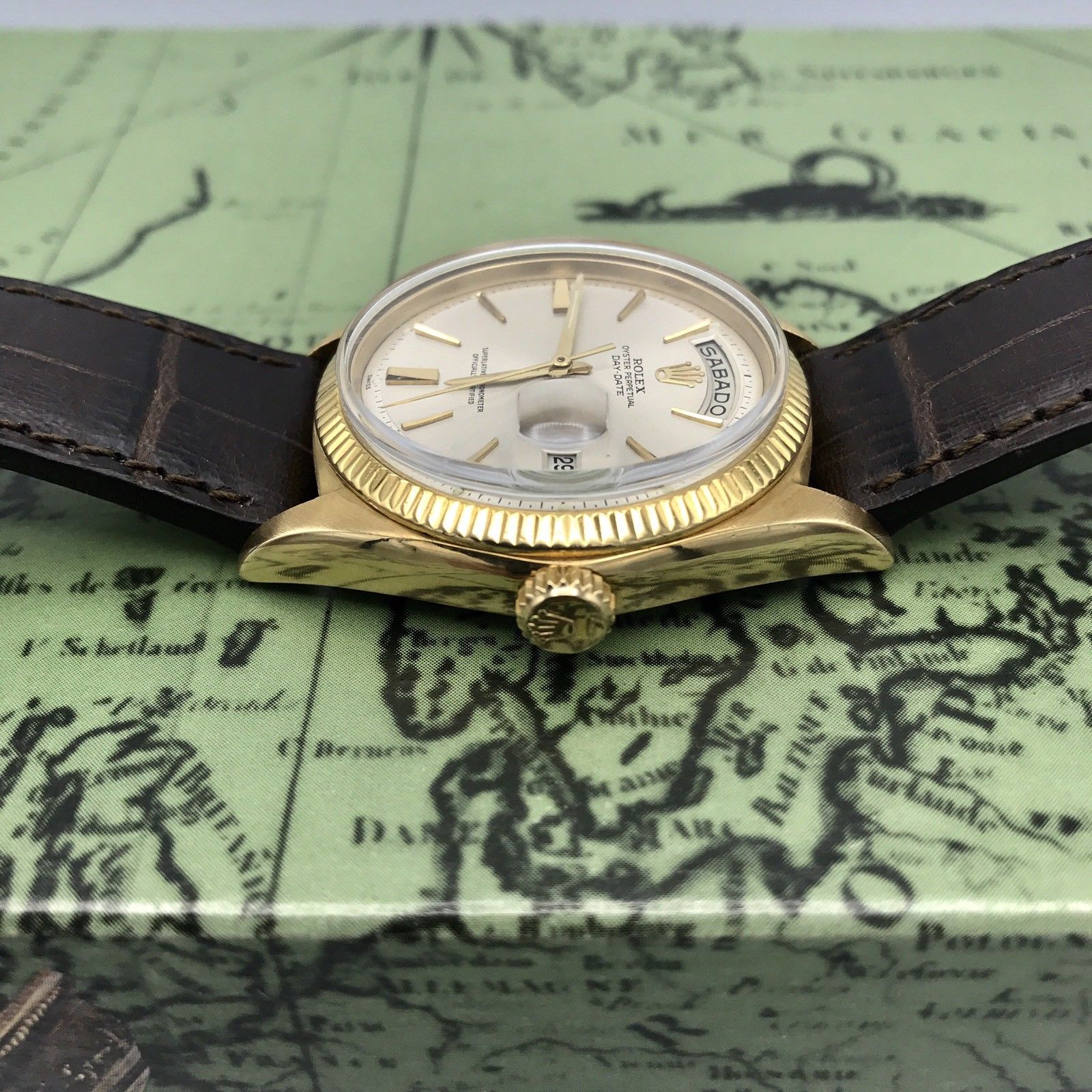Vintage Rolex Day Date 1803 Solid 18k Gold Factory Dial Sword Hands