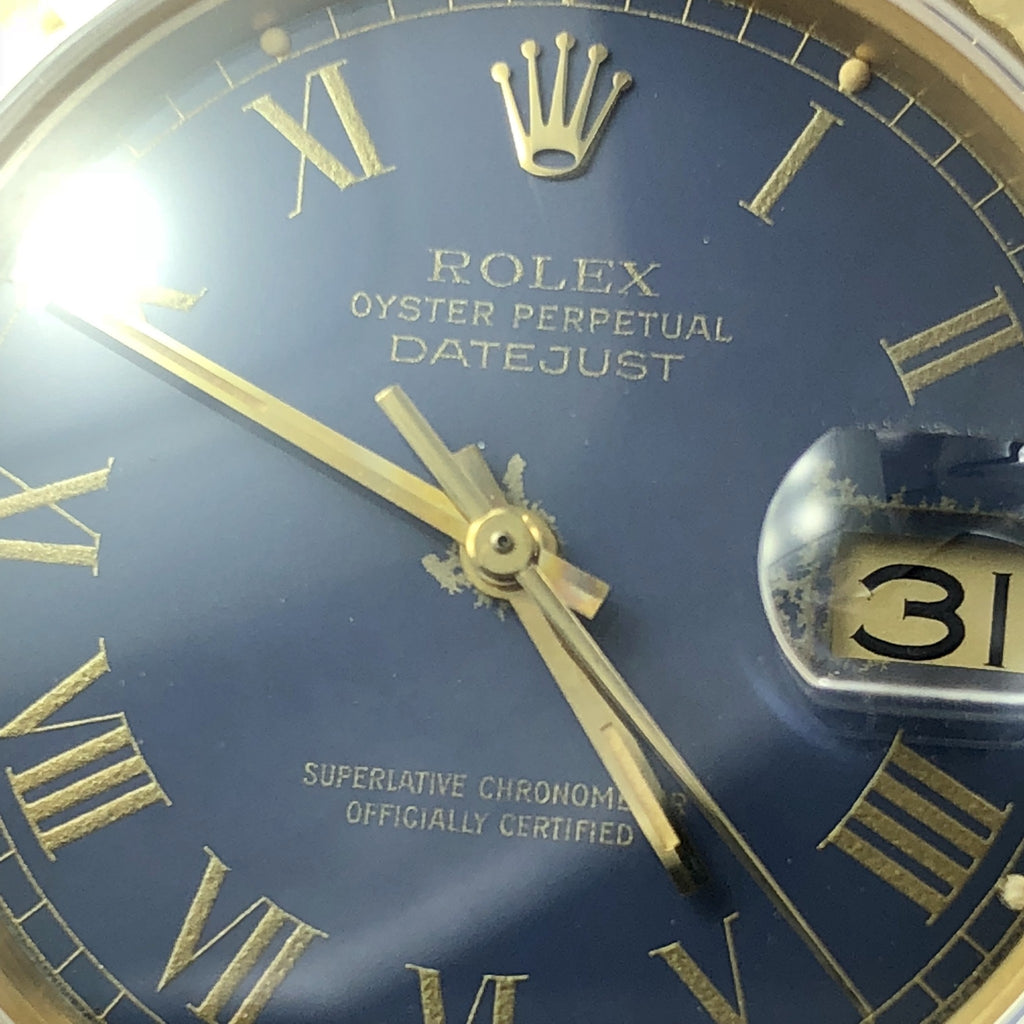 1977 Vintage Rolex Datejust 16018 gold 18k rare Navy Blue Dial Unpolished