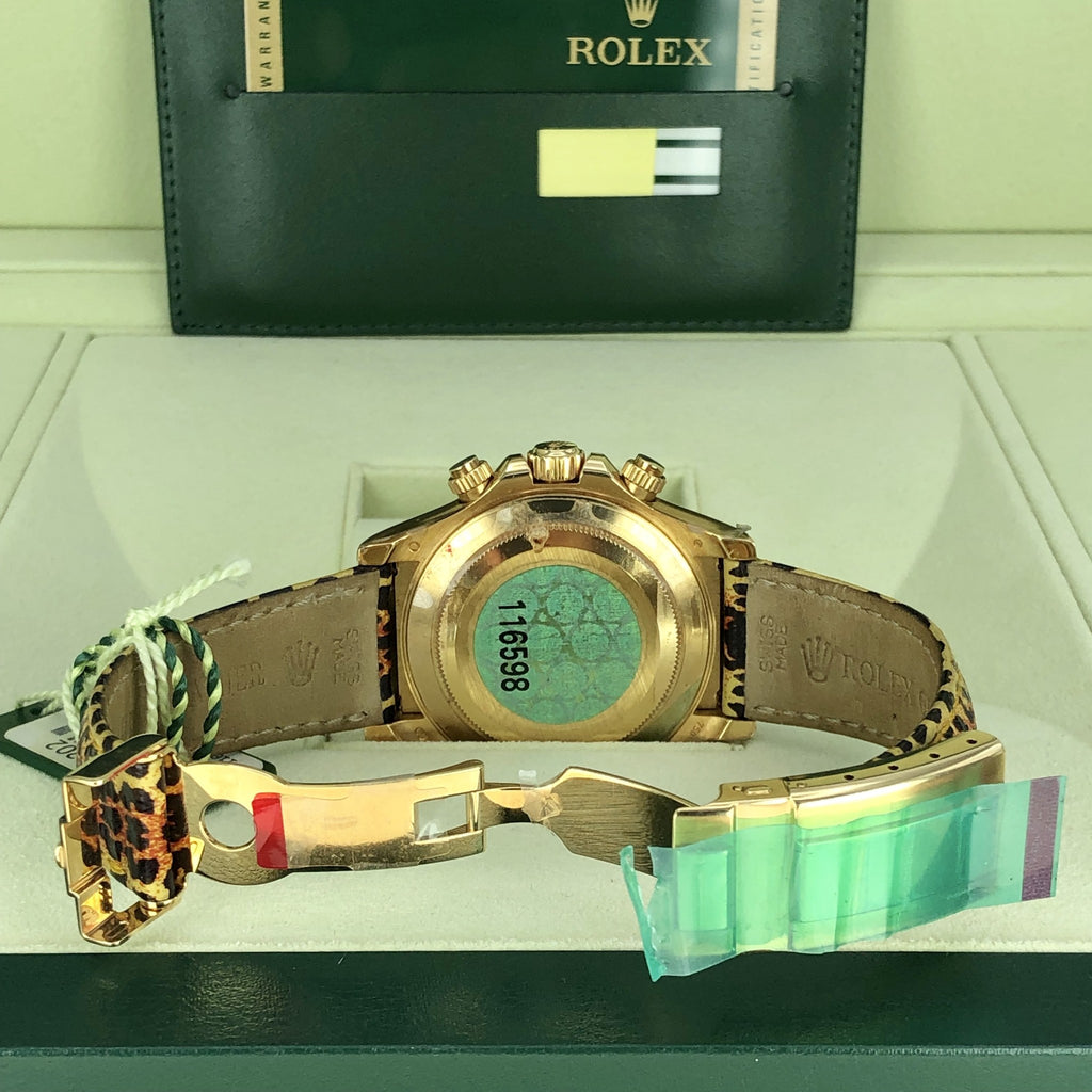 Rolex Daytona 116598 SACO NOS Leopard FULL STICKERS Unworn Box Card