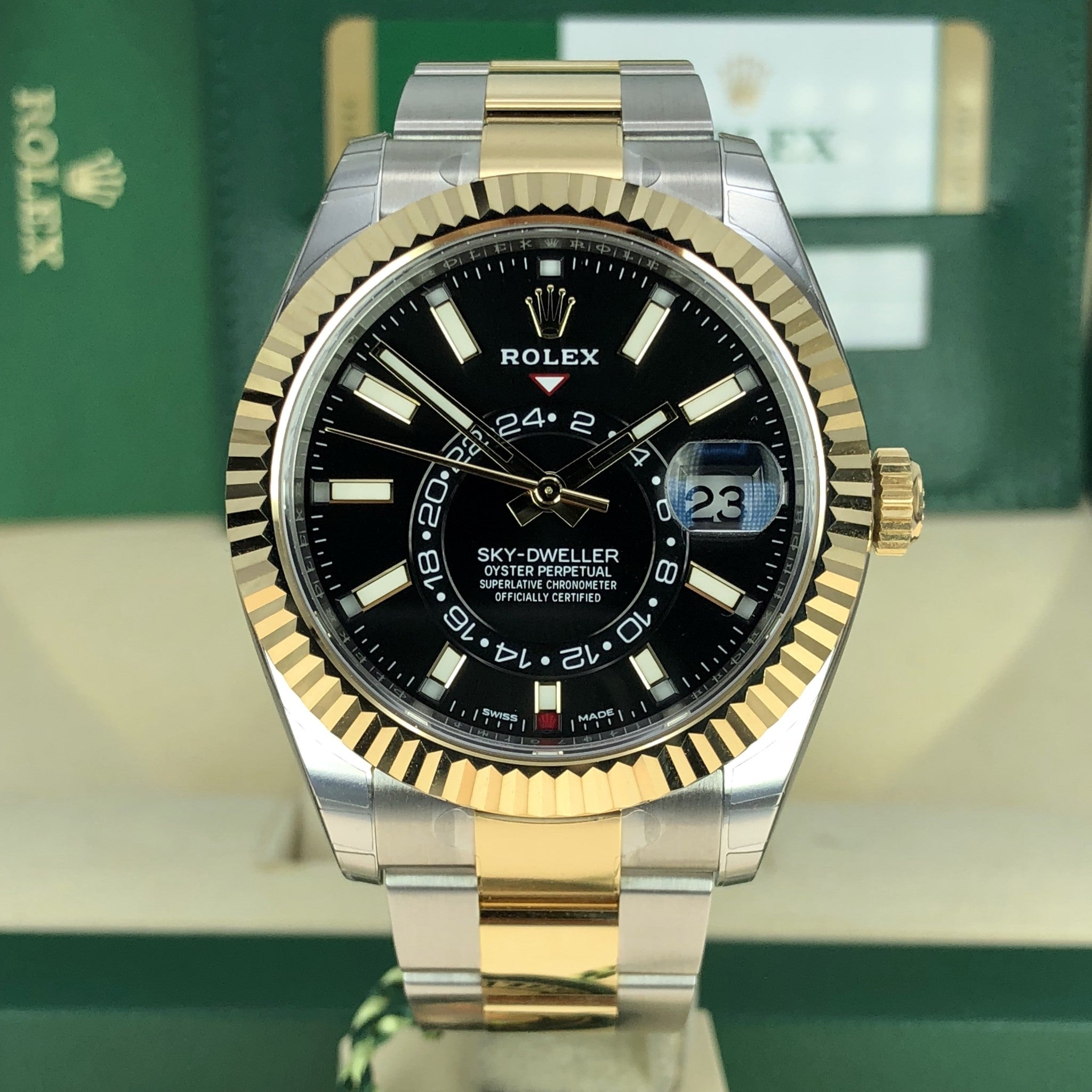 2018 Rolex Sky-Dweller 326933 Two-Tone Black Dial 42mm Unworn box and card