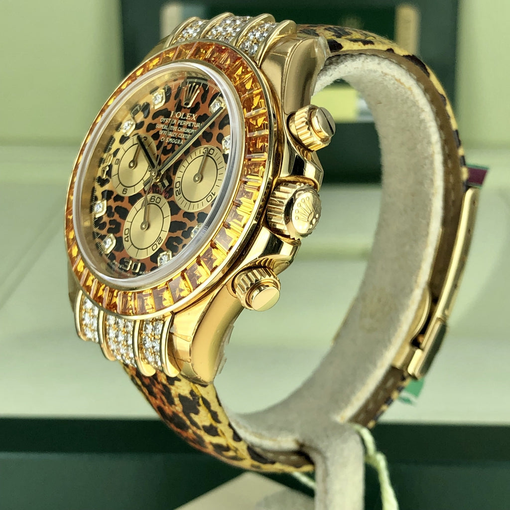 Rolex Daytona 116598 SACO NOS Leopard FULL STICKERS Unworn Box Card