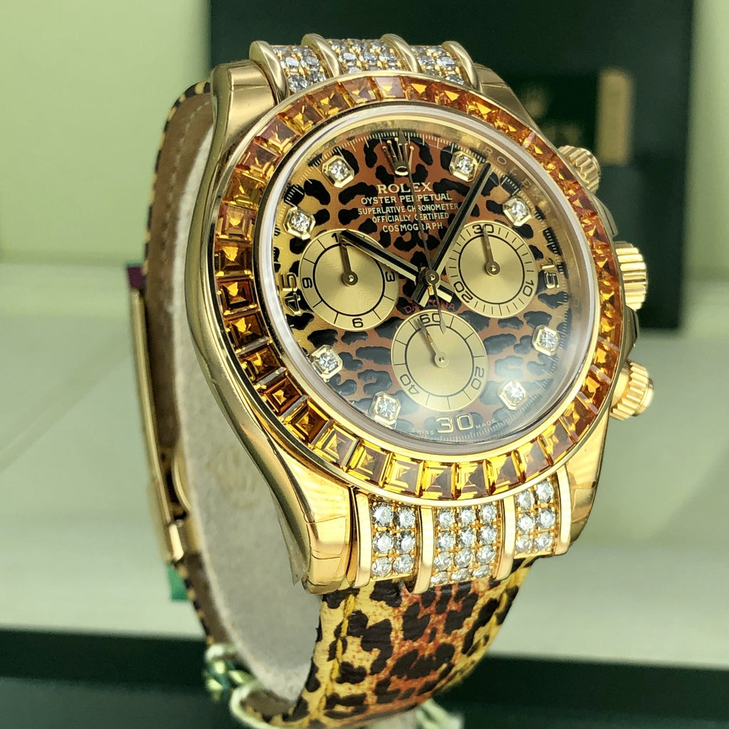 Rolex Daytona 116598 SACO NOS Leopard FULL STICKERS Unworn Box Card