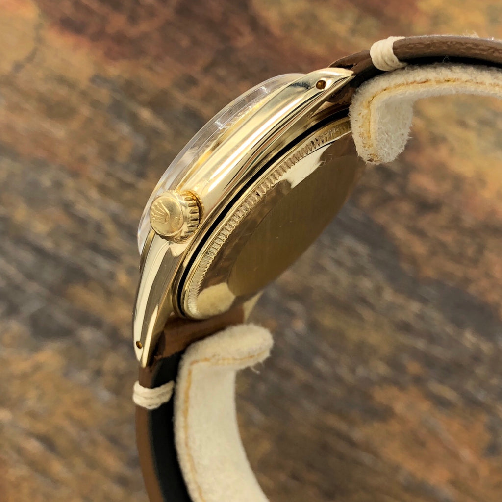 Vintage Rolex 1503 Date 14k gold Linen wave Dial 34mm Mint Condition 1974