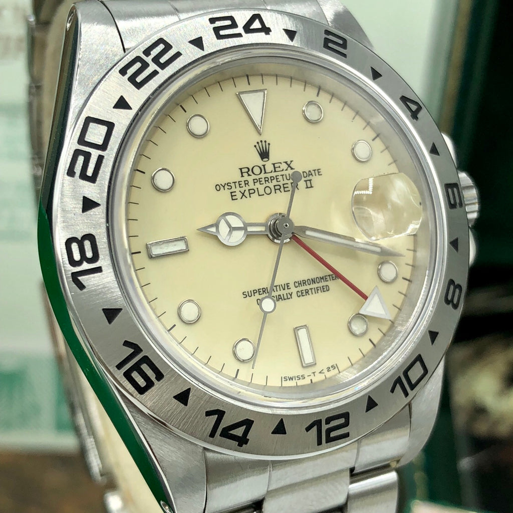 Vintage Rolex Explorer II 16550 Rail Extra Cream dial mint Full Set Box & Papers