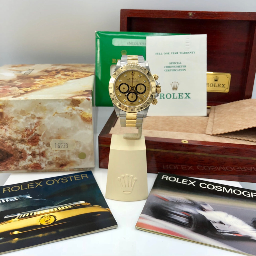 Vintage Rolex Daytona 16523 4 line Diamond zenith 1988 R Serial Full Set Papers
