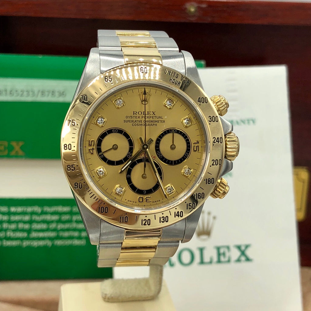 Vintage Rolex Daytona 16523 4 line Diamond zenith 1988 R Serial Full Set Papers