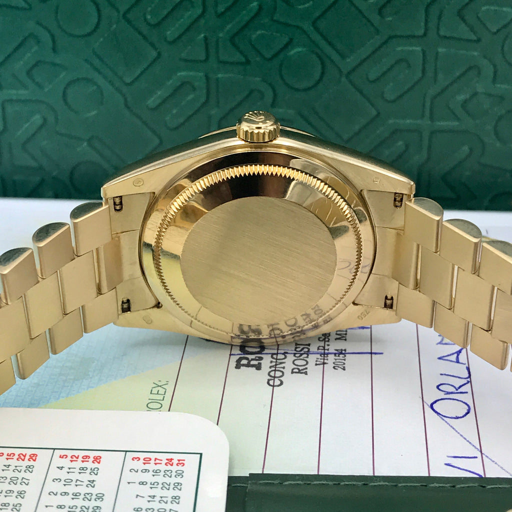 Rolex Day Date 118238 soild 18k gold Onyx Diamond dial Full set box and papers
