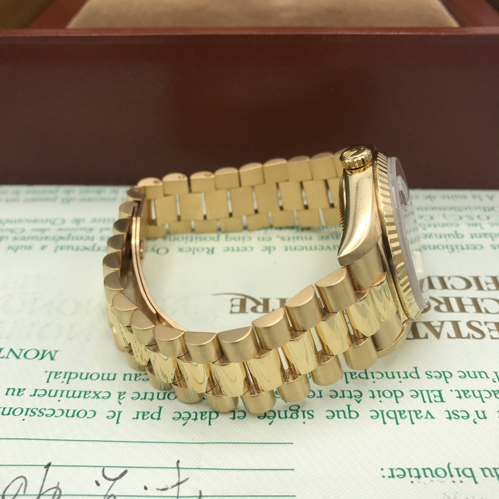 Vintage Rolex Day Date 18238 Solid 18k Gold Wood Factory Dial Full Set