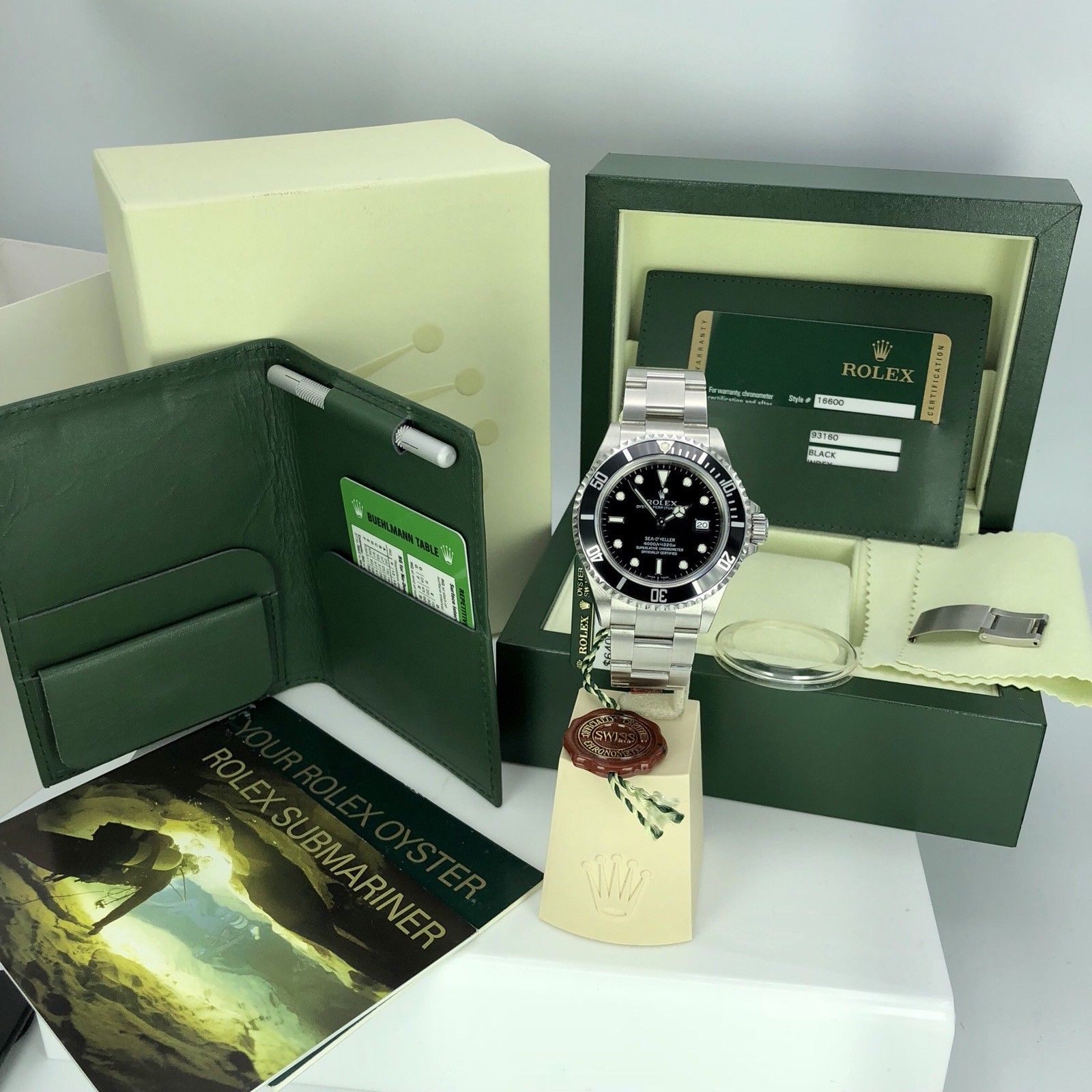 NOS Rolex 16600 Sea-Dweller Full Set Card V Serial Open Card