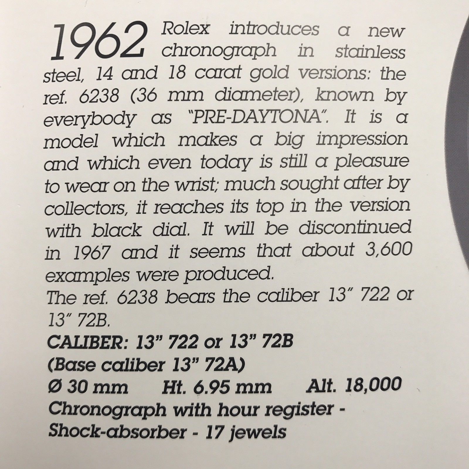 Rolex Chronograph Vintage 6238 Pre – Daytona untouched 1965’s