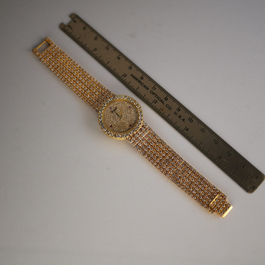 Piaget 7350 Ladies Full Diamond Pave 18k Gold 27mm Factory Set