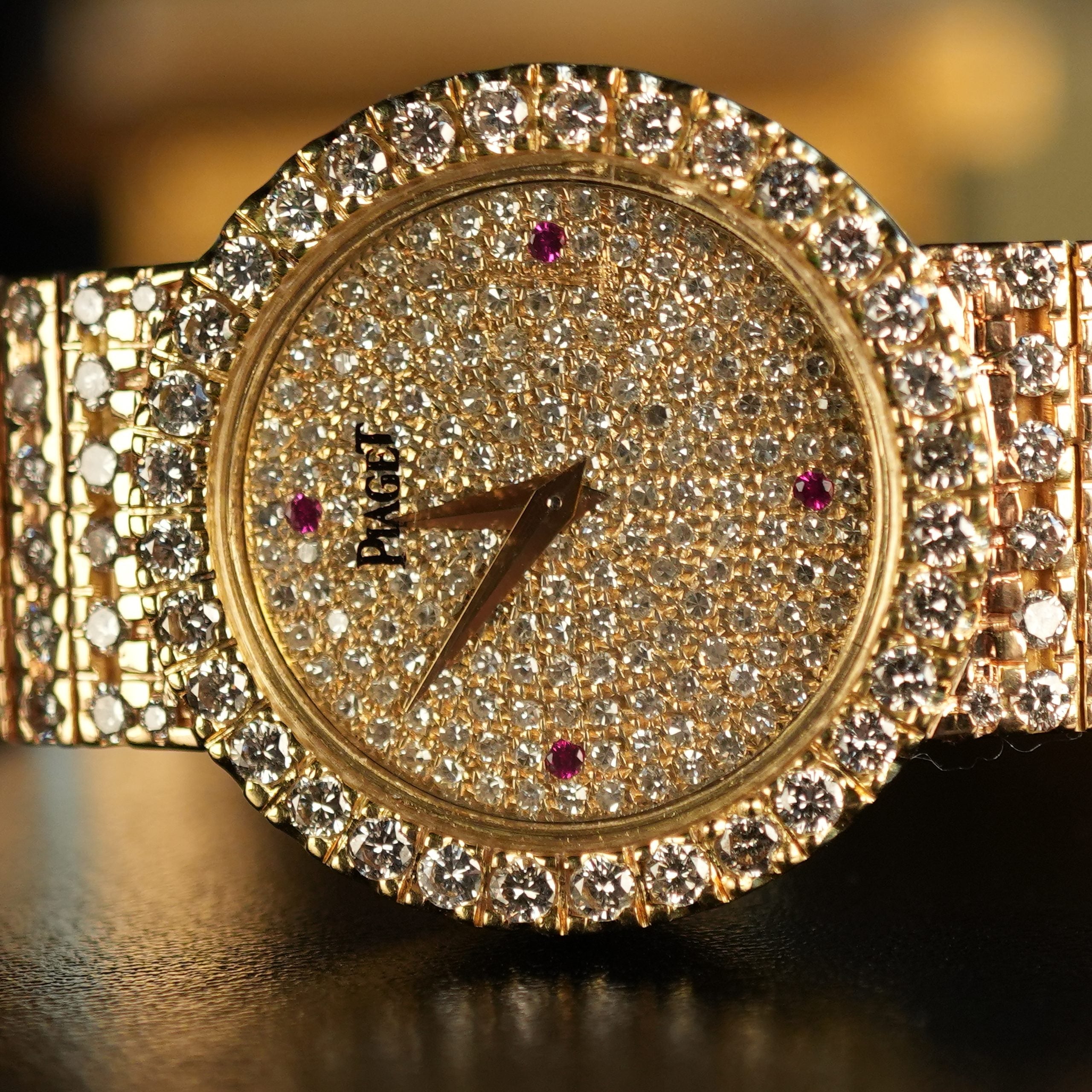 Piaget 7350 Ladies Full Diamond Pave 18k Gold 27mm Factory Set