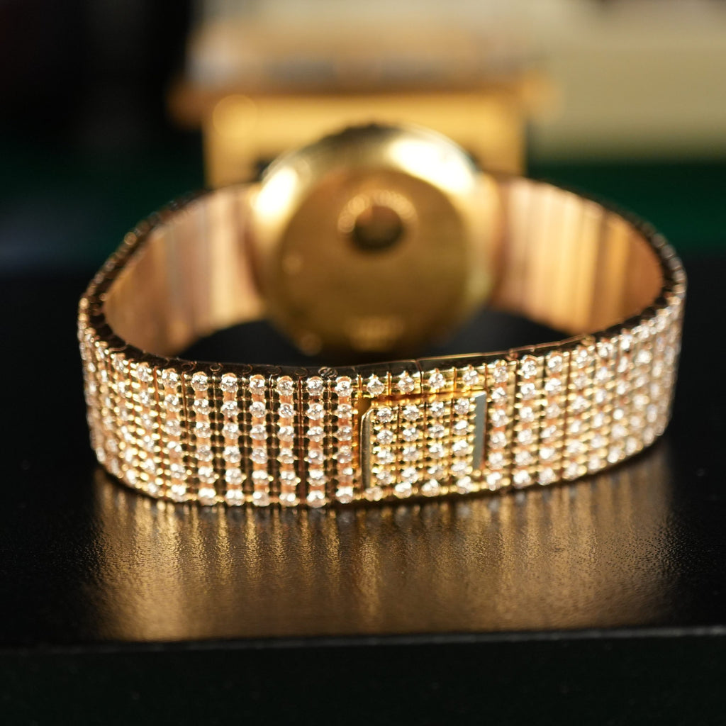 Piaget 7350 Ladies Full Diamond Pave 18k Gold 27mm Factory Set