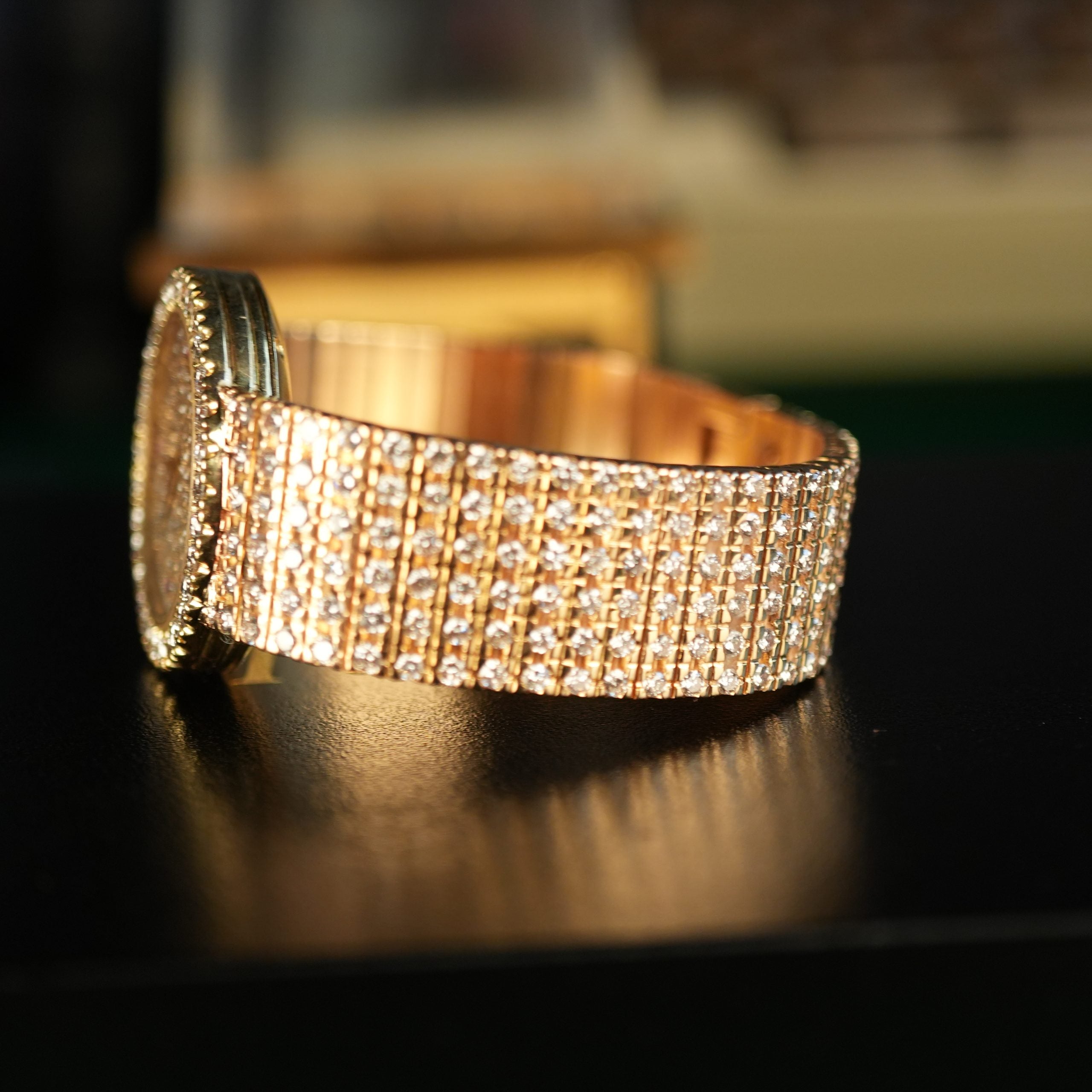 Piaget 7350 Ladies Full Diamond Pave 18k Gold 27mm Factory Set