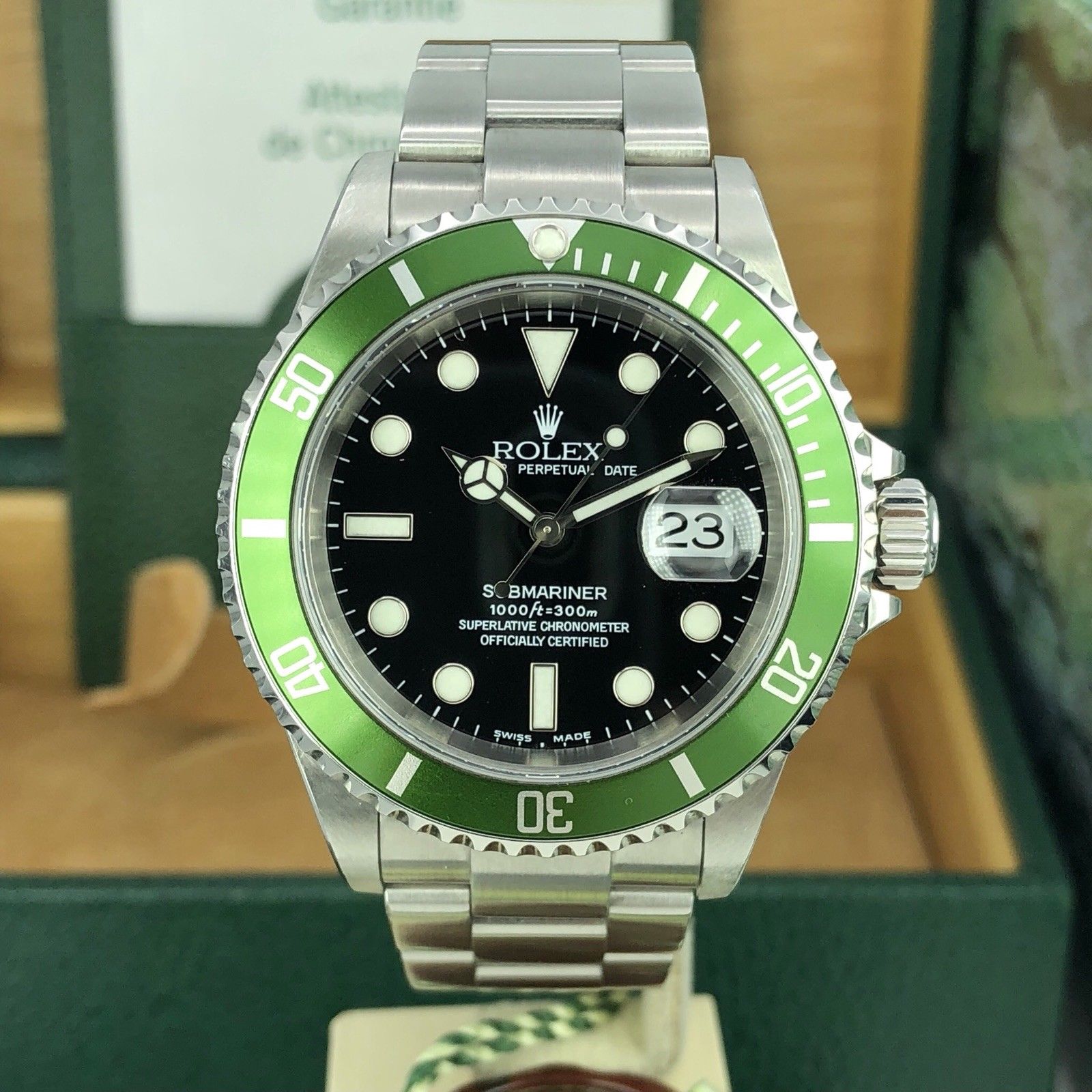 2003 Rolex 16610LV Submariner Anniversary Y Serial Fat Four Mk1 Full Set Papers