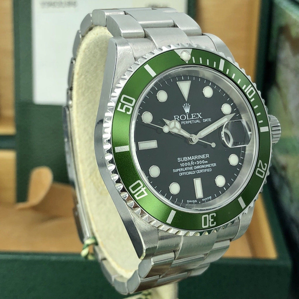 2003 Rolex 16610LV Submariner Anniversary Y Serial Fat Four Mk1 Full Set Papers