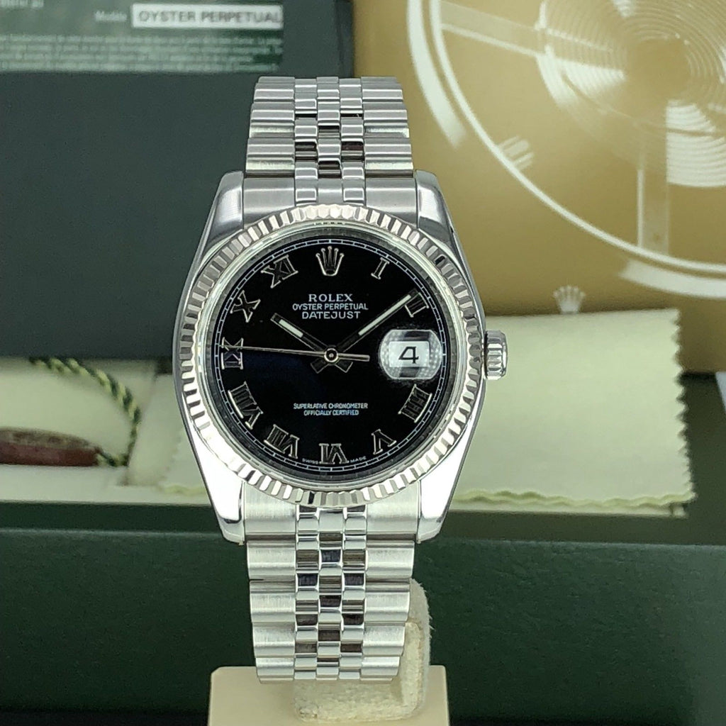 2012 Rolex 116234 DateJust 36mm Steel And 18k Gold Bezel Jubilee With box & Card