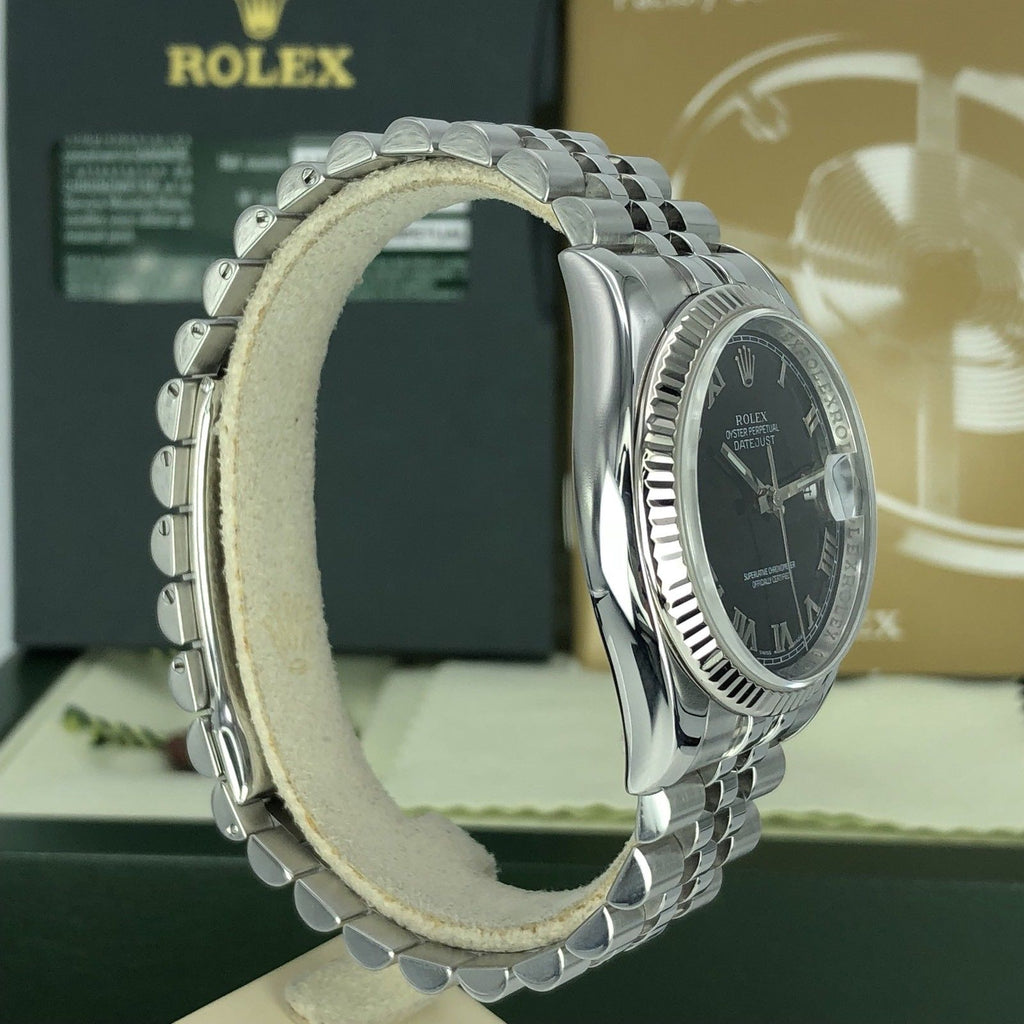 2012 Rolex 116234 DateJust 36mm Steel And 18k Gold Bezel Jubilee With box & Card