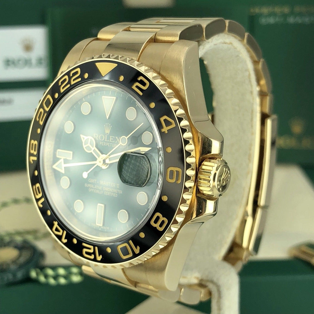 2018 Rolex 116718 LN GMT Master II Solid 18k Green Dial Box And card