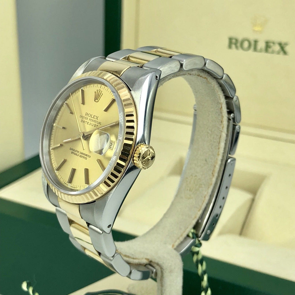1994 Rolex 16233 DateJust 36mm Steel And 18k Gold Dial Oyster With box