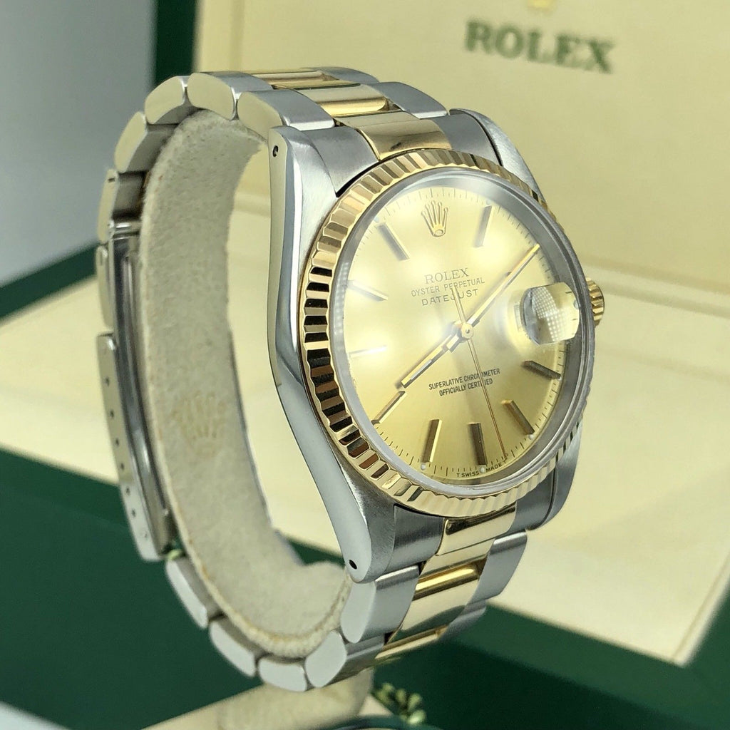 1994 Rolex 16233 DateJust 36mm Steel And 18k Gold Dial Oyster With box