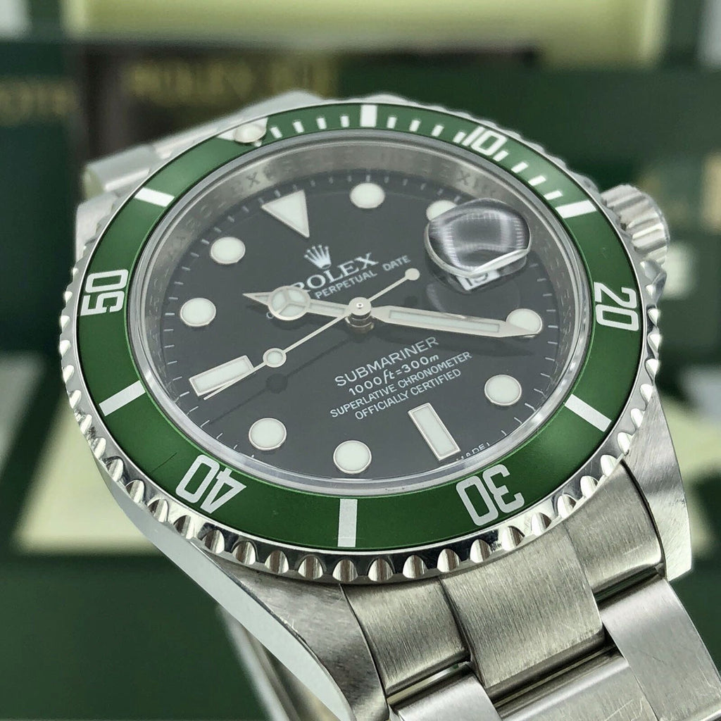 Rolex 16610LV Submariner Anniversary Green Kermit Full Set Card 2008 M Serial