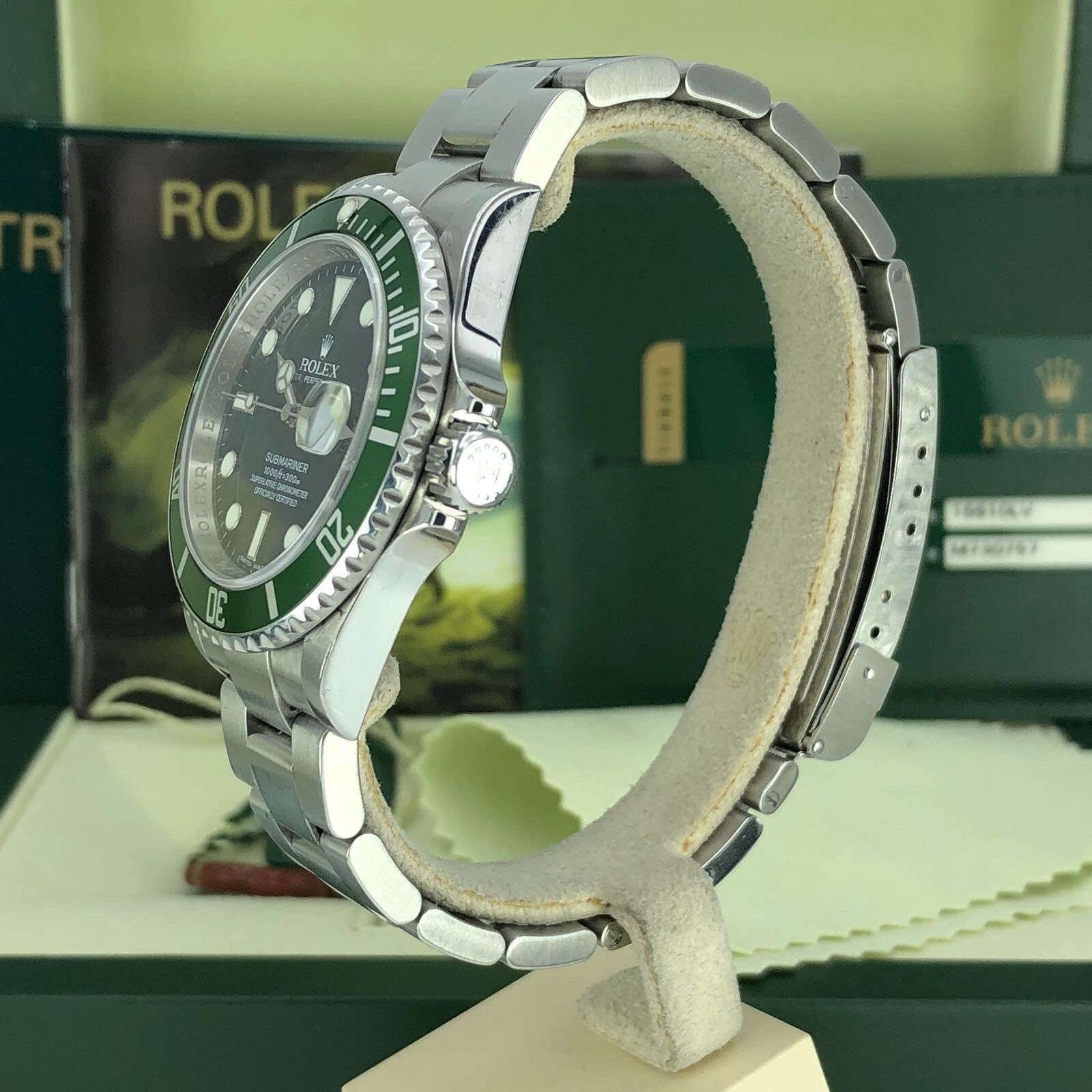 Rolex 16610LV Submariner Anniversary Green Kermit Full Set Card 2008 M Serial